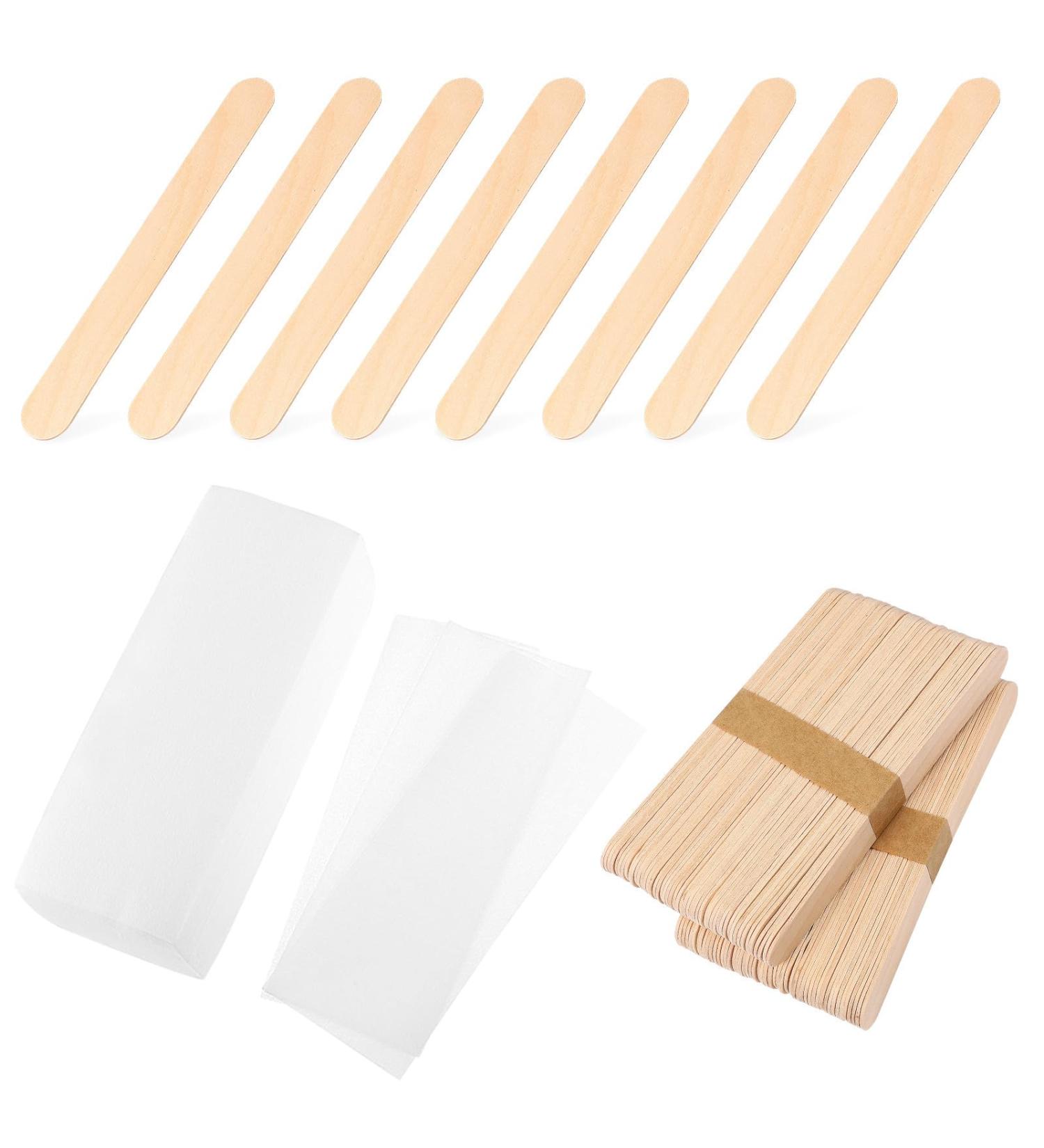Lot de 100 Bandes de Cire Non Tiss 100 B tonnets Applicateurs en Bois pour pilation Corps et Visage Kit d 39 pilation Cire Douce pour Femmes Efficaces et Douces Usage Maison et - Buy Online on GoSupps.com