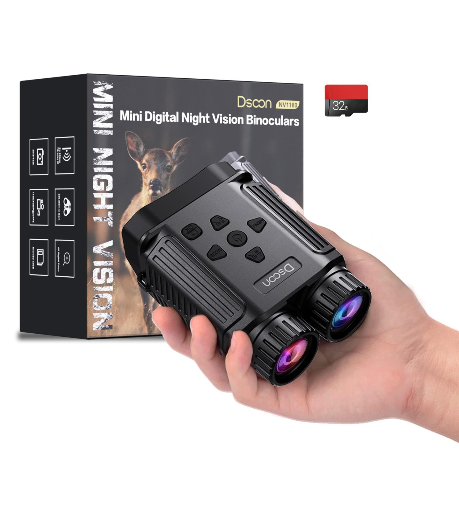DSOON Mini Night Vision Goggles - HD 1080p, 984ft Viewing Range, 32G Card Included - Ideal for Hunting & Surveillance - Buy Online on GoSupps.com