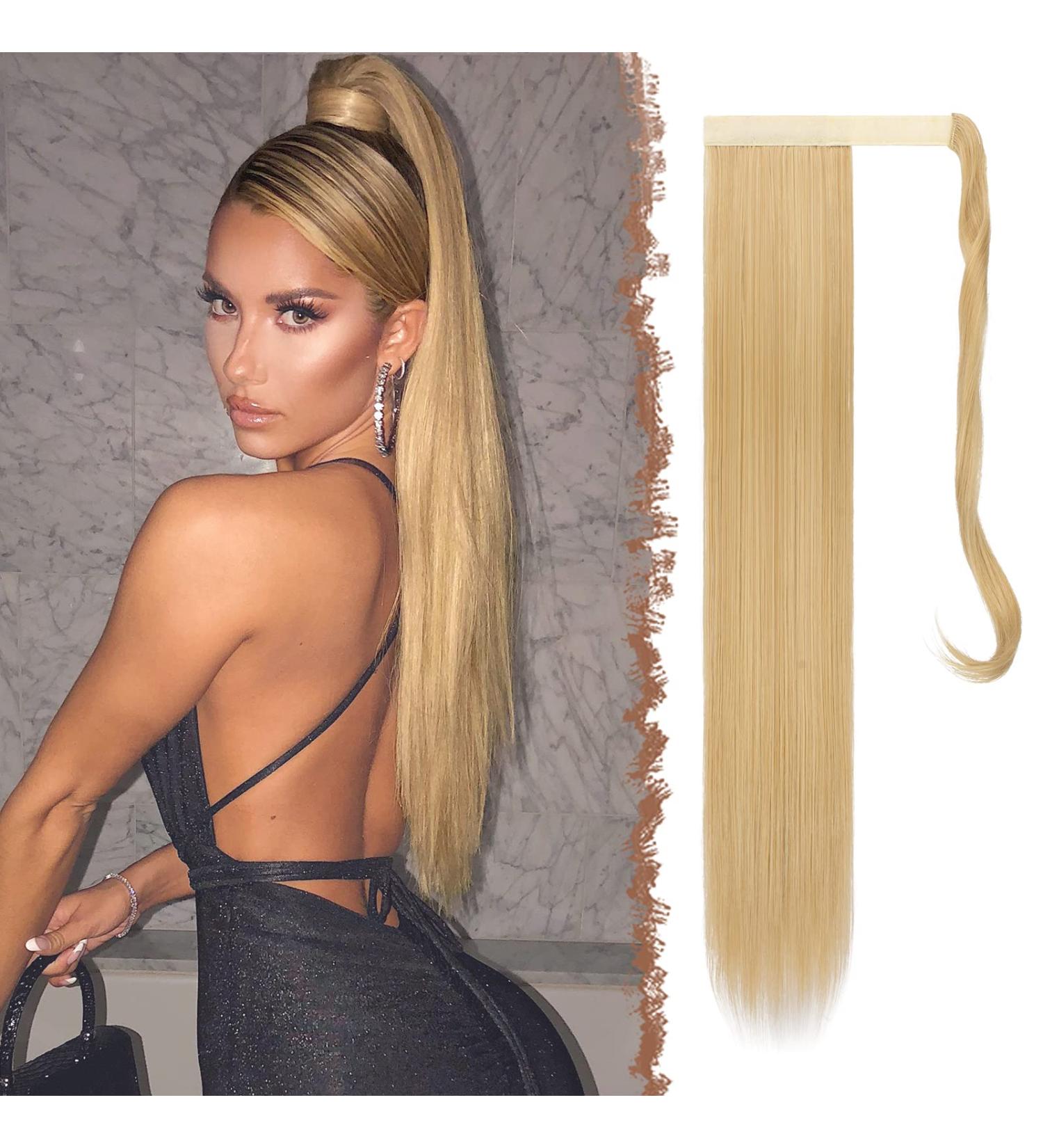 Buy Fish Long Smooth Ponytail Hair Extension - 60cm Synthetic Braid for Women & Girls - Strawberry Blonde Bleach Blonde 27/613# - International Shipping Available - Buy Online on GoSupps.com