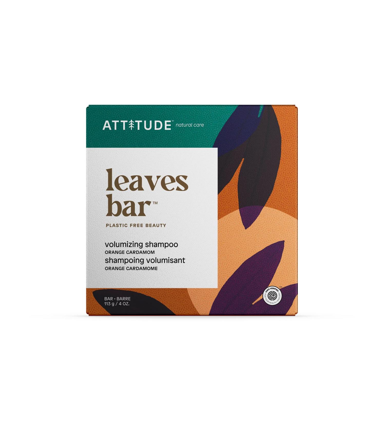 ATTITUDE Volumizing Hair Shampoo Bar | EWG Verified, Vegan & Cruelty-Free | Plastic-Free Beauty Care | Orange Cardamom 4 Oz - Buy Online on GoSupps.com