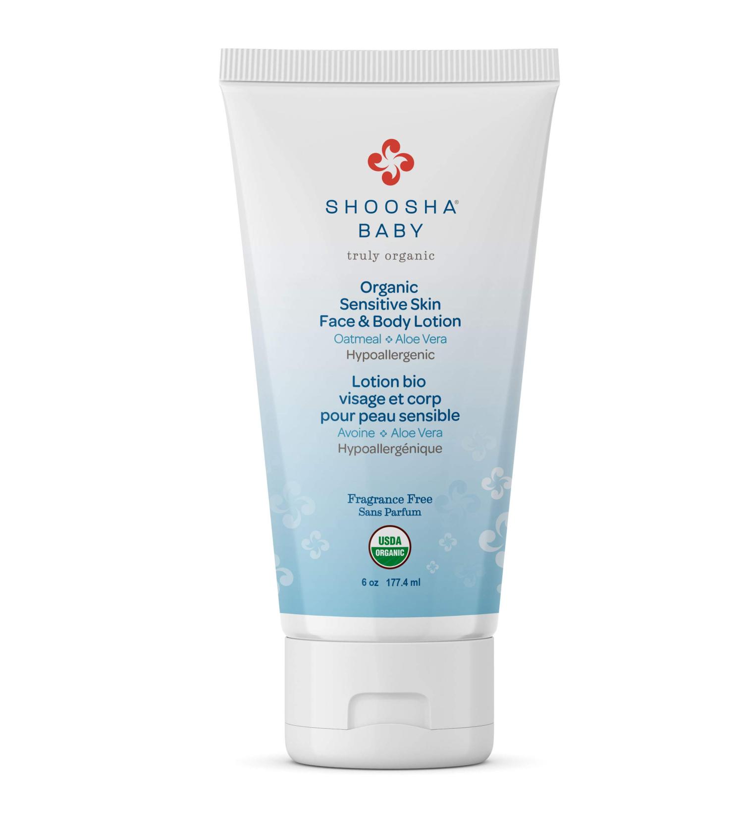 Shoosha Organic Baby Lotion | Fragrance-Free & Hypoallergenic | Sensitive Skin Face and Body Moisturizer for Kids | Gluten-Free & Non-Sticky | 100% Biodegradable - Buy Online on GoSupps.com