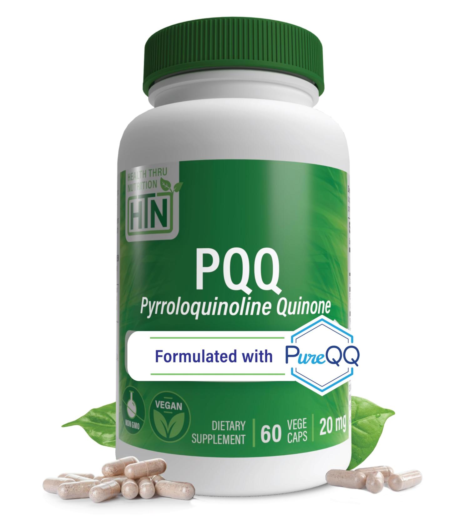 Health Thru Nutrition PQQ 20mg - Vegan Non-GMO Mitochondrial Support Supplement | 60 Servings | PureQQ Clean Label - Buy Online on GoSupps.com