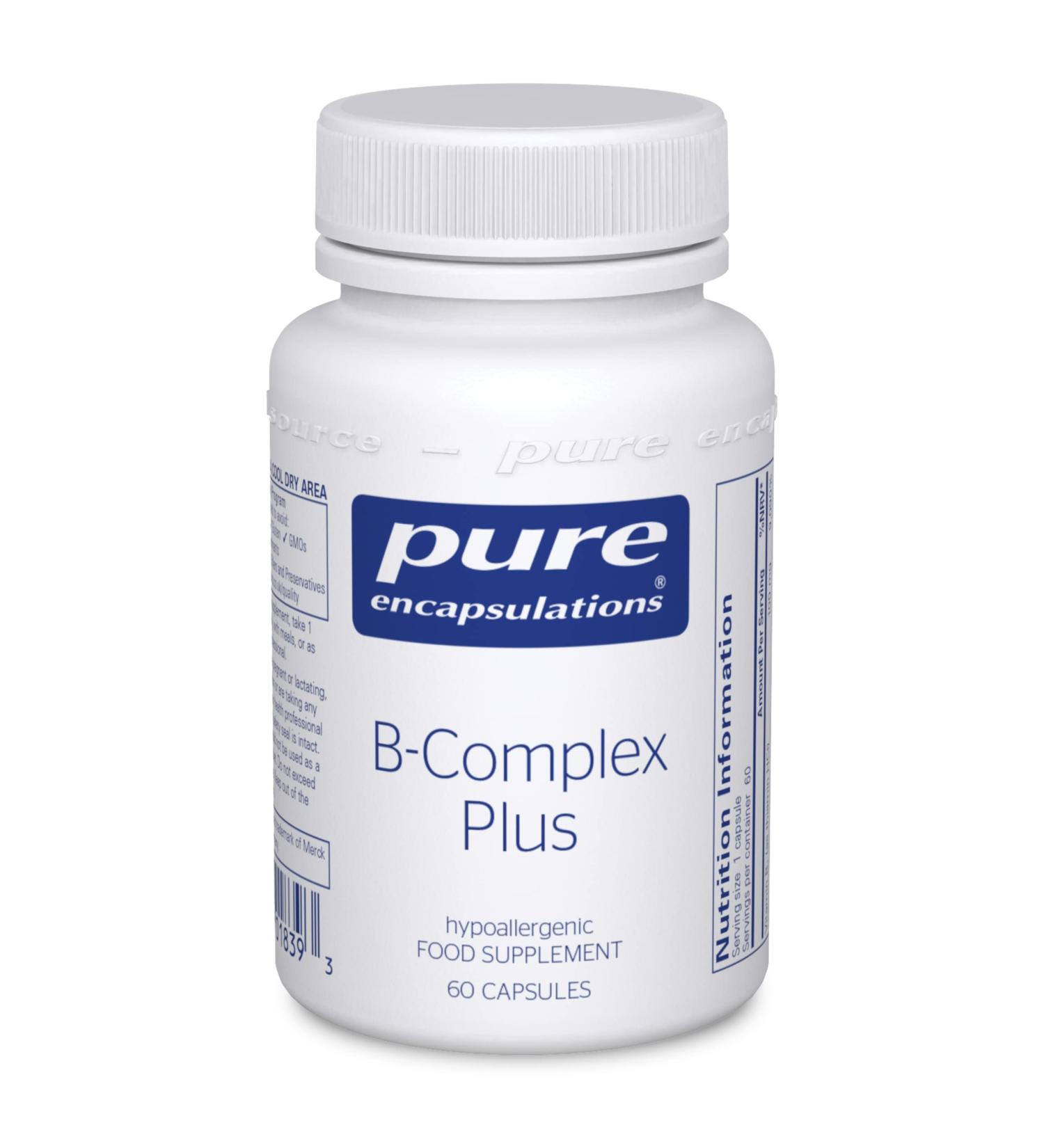 Pure Encapsulations Vitamin B-Complex Plus 60 Capsules - Active Folate Formula - Buy Online on GoSupps.com