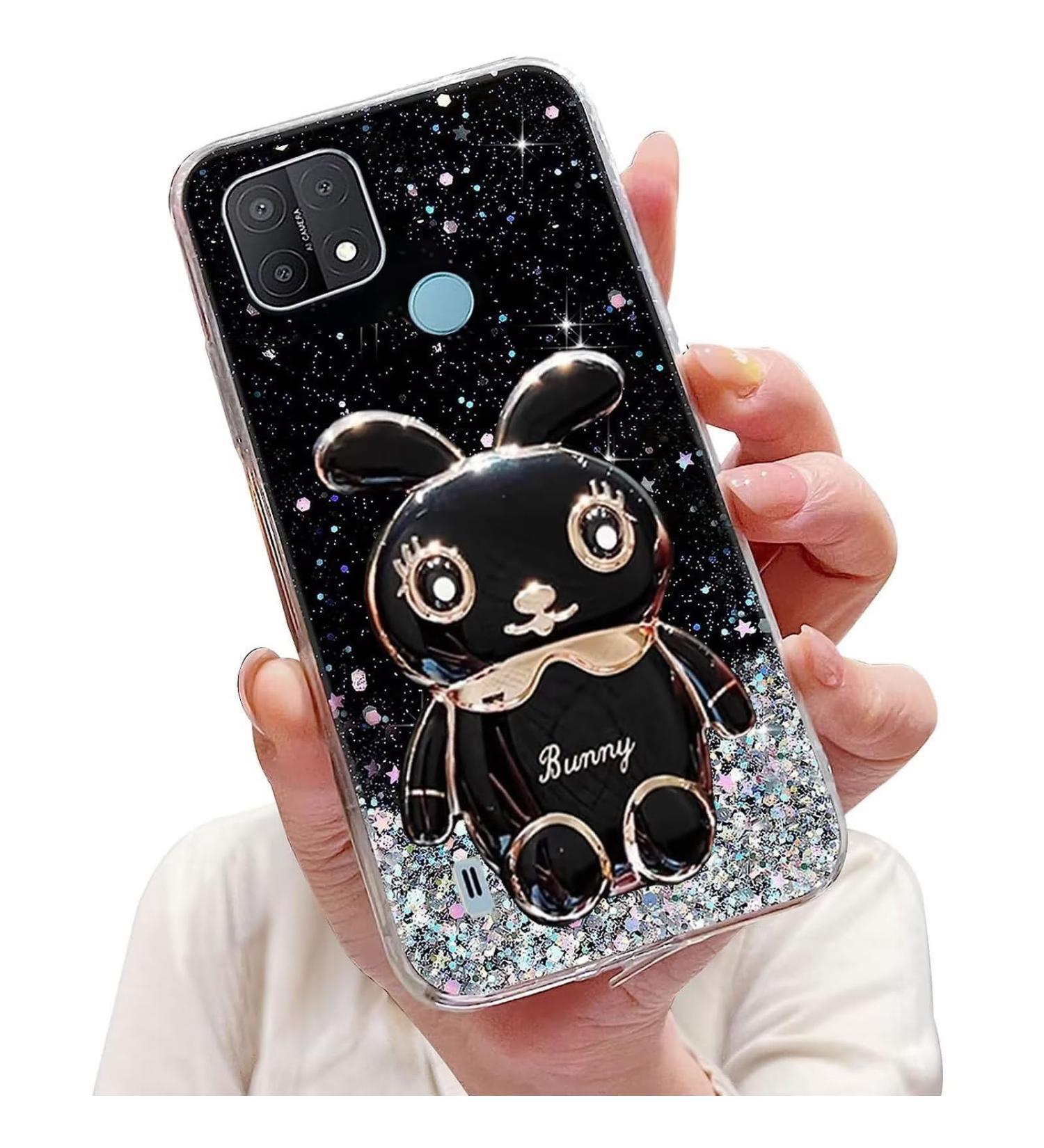 Buy Tivenfezk Nadoli for Oppo Realme C21 - Glitter Rabbit Stand Soft Silicone Case | Transparent Protective Cover - Buy Online on GoSupps.com