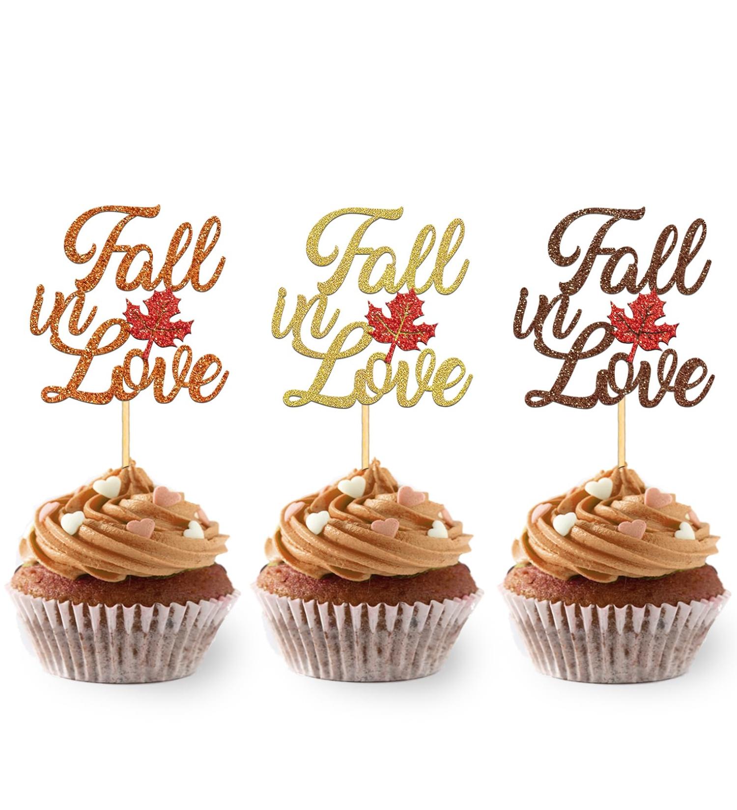 Moitkptt 24PCS Fall in Love Cake Topper Fall Theme Party Decorations Bridal Shower Cupcake Picks Engagement Cake Decorations Wedding Anniversary Bridal Shower Party Decorations (mixed A) - Buy Online on GoSupps.com