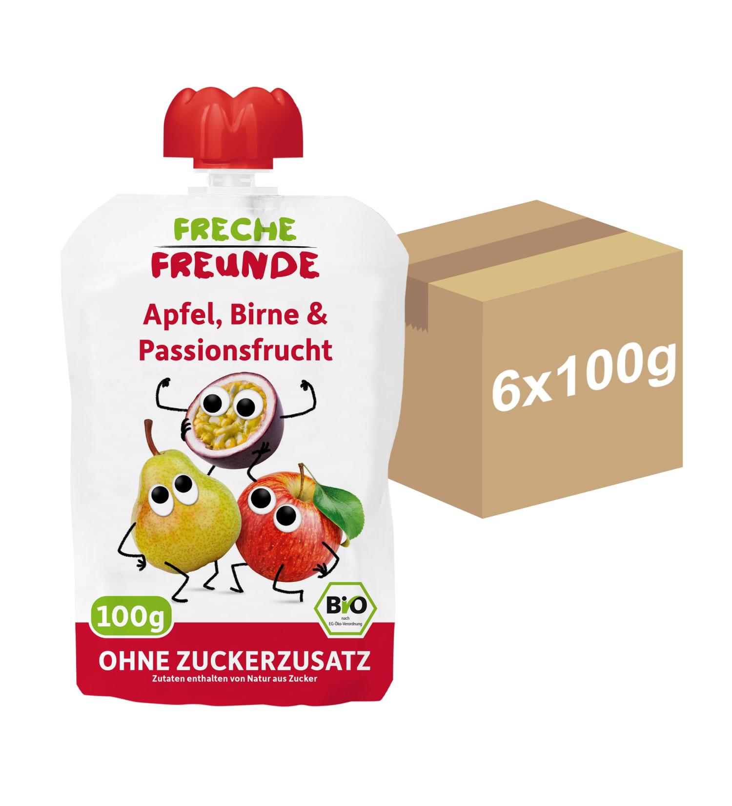 Buy Cheeky Friends Bio Quetschie Apple Pear & Passion Fruit Puree - Gluten-Free & Vegan 6 Pack (100g Each) - Ideal for Babies | International Shipping - Buy Online on GoSupps.com