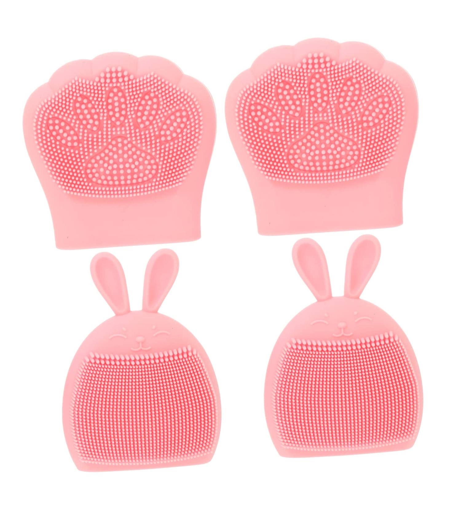  Beatifufu 4 Pieces Cleansing Brush Rabbit Ears Body Massager Facial Cleansing Brush Hand Massager Face Massager Silica Gel Miss Bear Paw Household - Buy Online on GoSupps.com