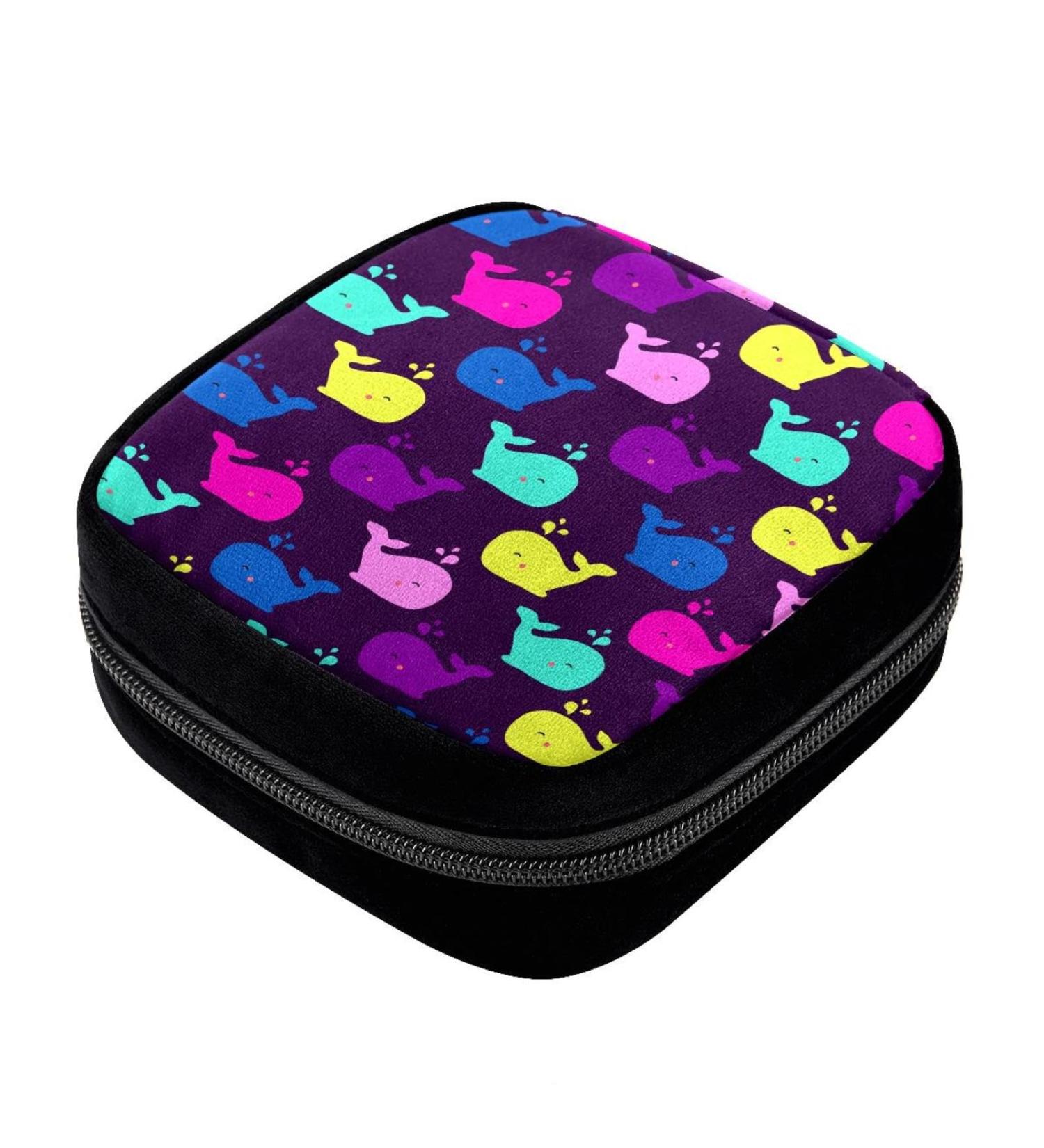 GIAPB Period Bag | Sanitary Napkin Holder & Makeup Pouch | Colorful Whale Background | Color 2769 - Buy Online on GoSupps.com