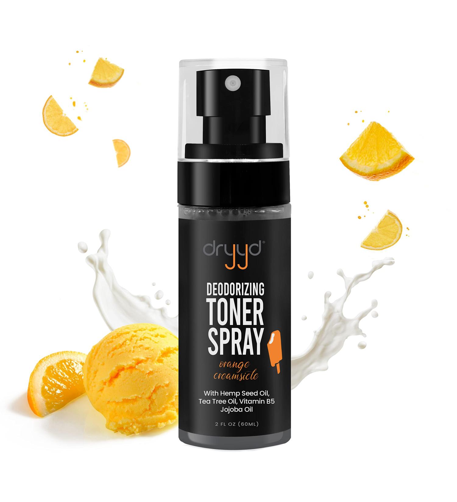 Dryyd Deodorizing Toner Spray for Men - Aluminum-Free Cooling Ball Spray with Tea Tree Oil & Vitamin B5 - Orange Creamsicle Scent - Buy Online on GoSupps.com