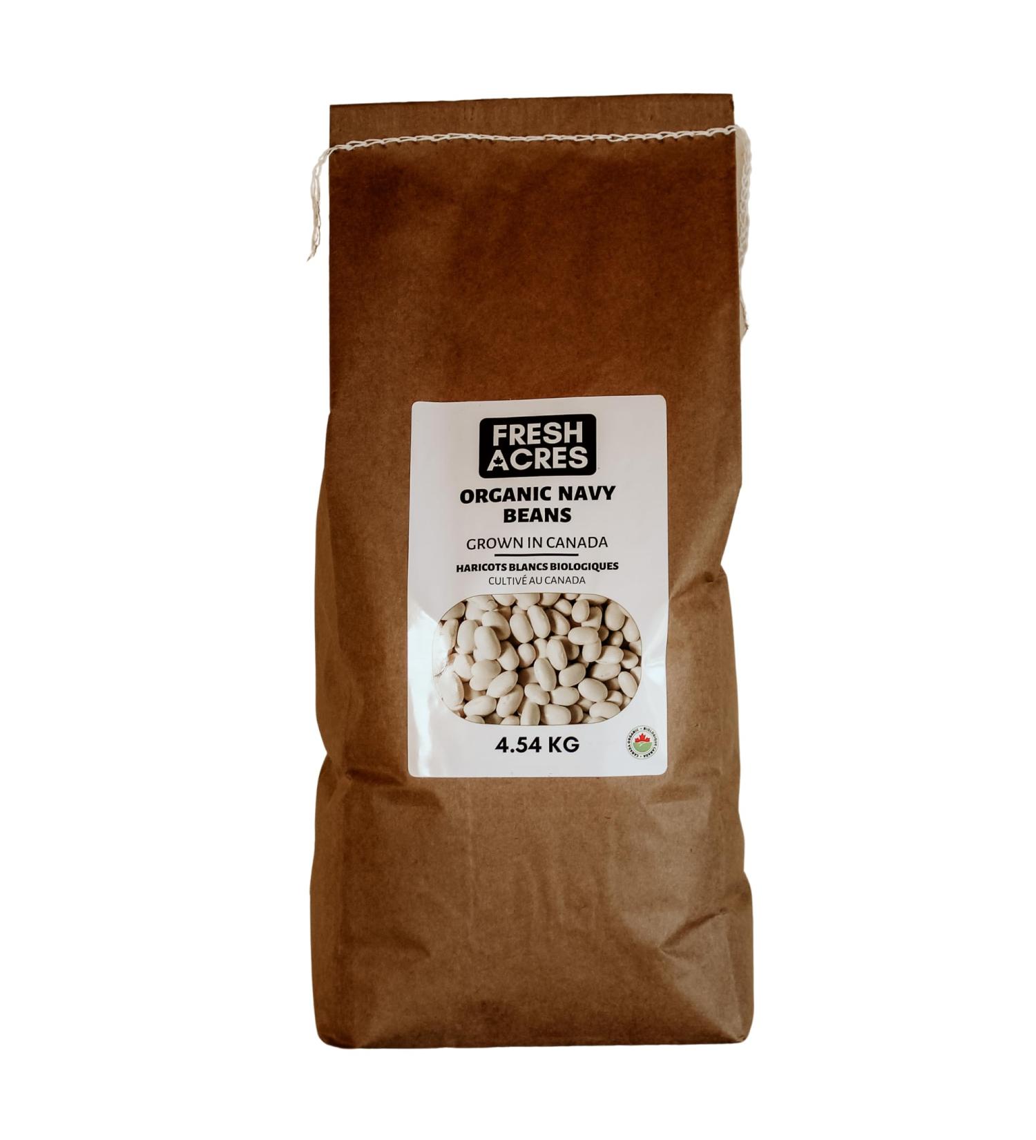 Organic Navy Beans Canadian Grown Bulk Dry 4.54 Kg Fresh Acres - Buy Online on GoSupps.com
