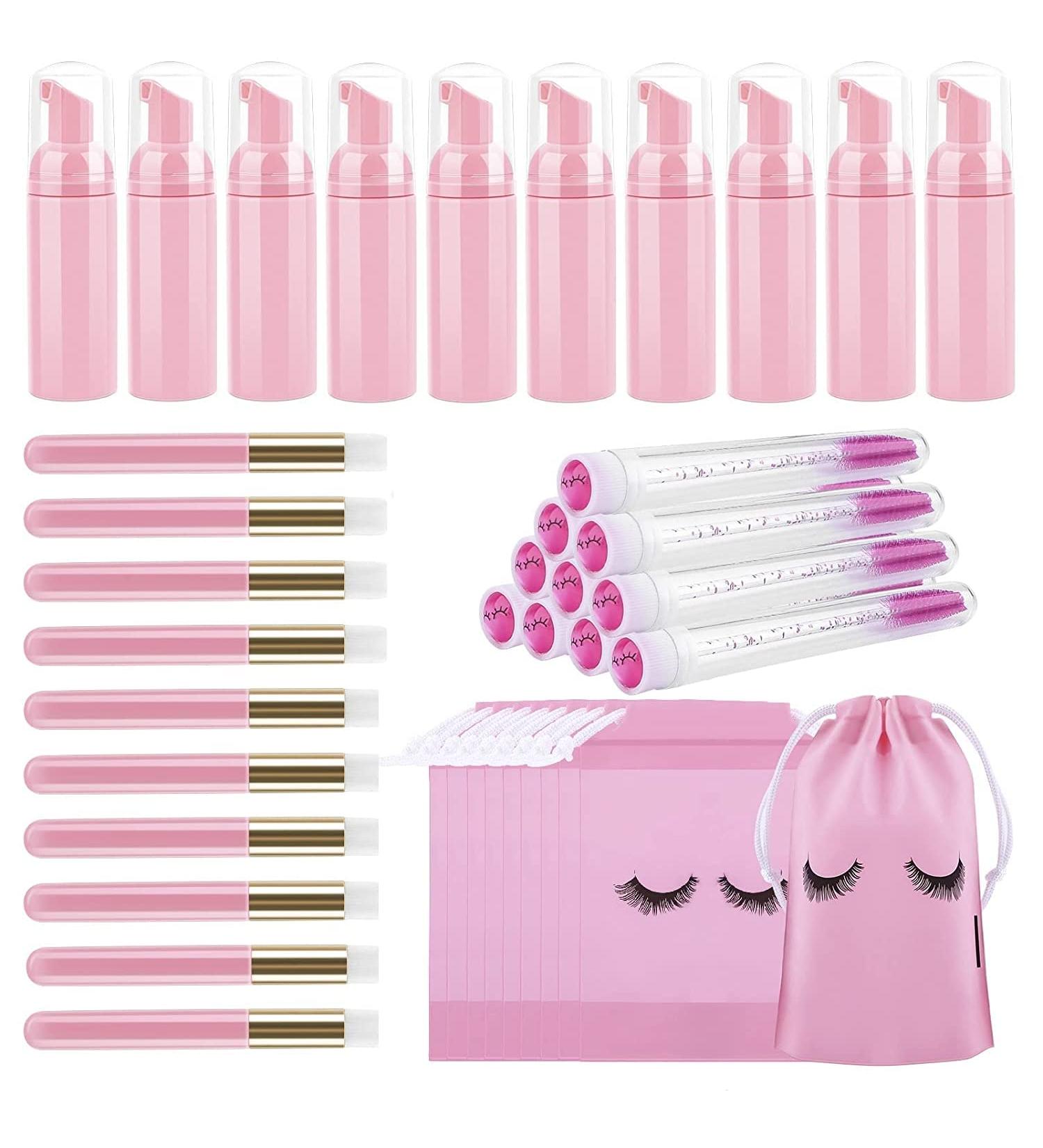 TCJJ 40 PCs Eyelash Shampoo Bottle Brushes Set 10 Eyelash Brushes Foam Donor Bottle & More for Perfect Eye Care - Buy Online on GoSupps.com