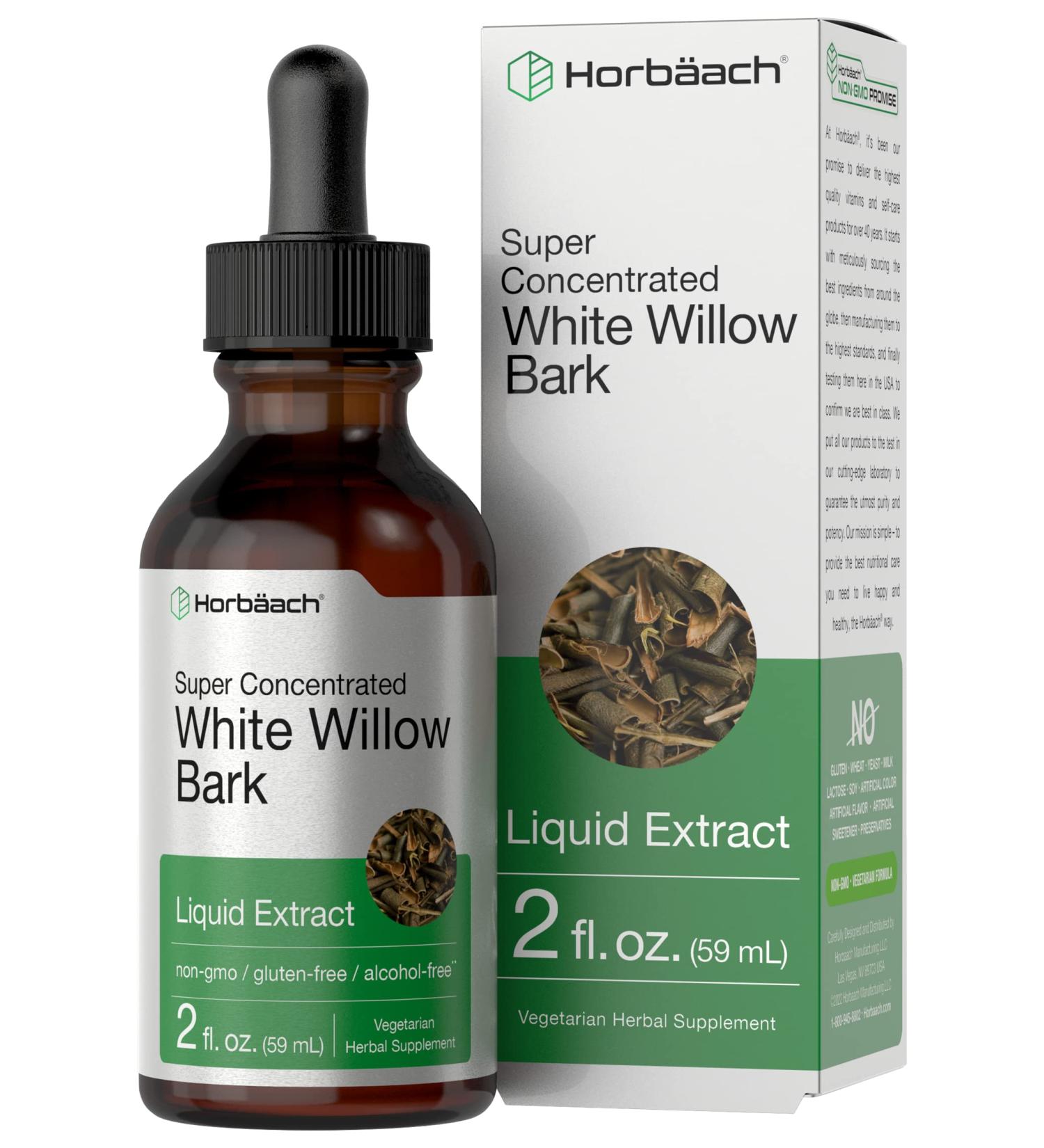 White Willow Bark Extract 2 fl oz - Alcohol Free Liquid Tincture | Super Concentrated | Vegetarian Non-GMO Gluten Free | Horbaach - Buy Online on GoSupps.com