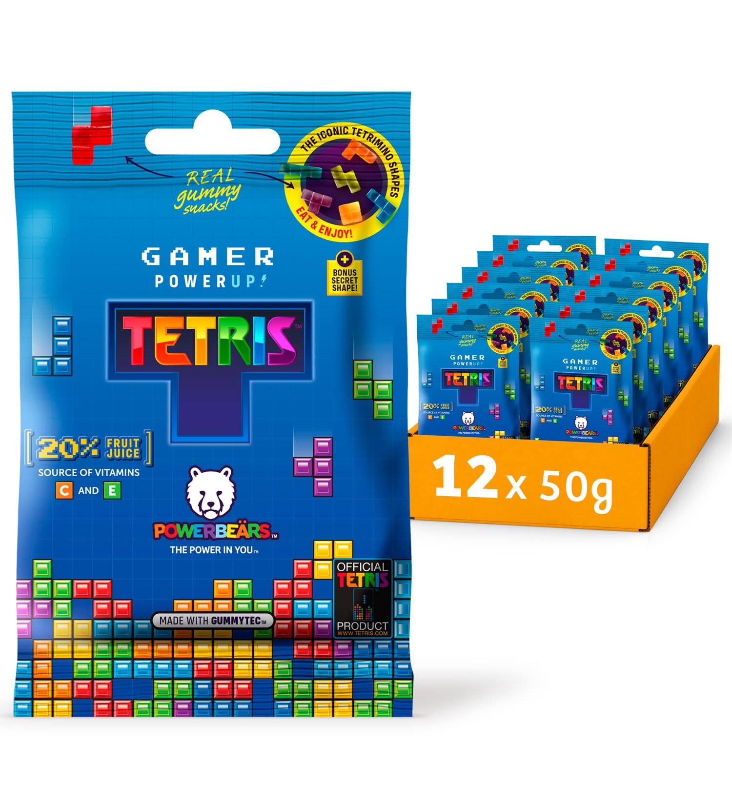 Powerbeaous Gamer Tetris-Shaped Gummy Bears - 12x50g | 20% Fruit Juice Vitamins & 8 Fruity Flavors - International Shipping Available - Buy Online on GoSupps.com