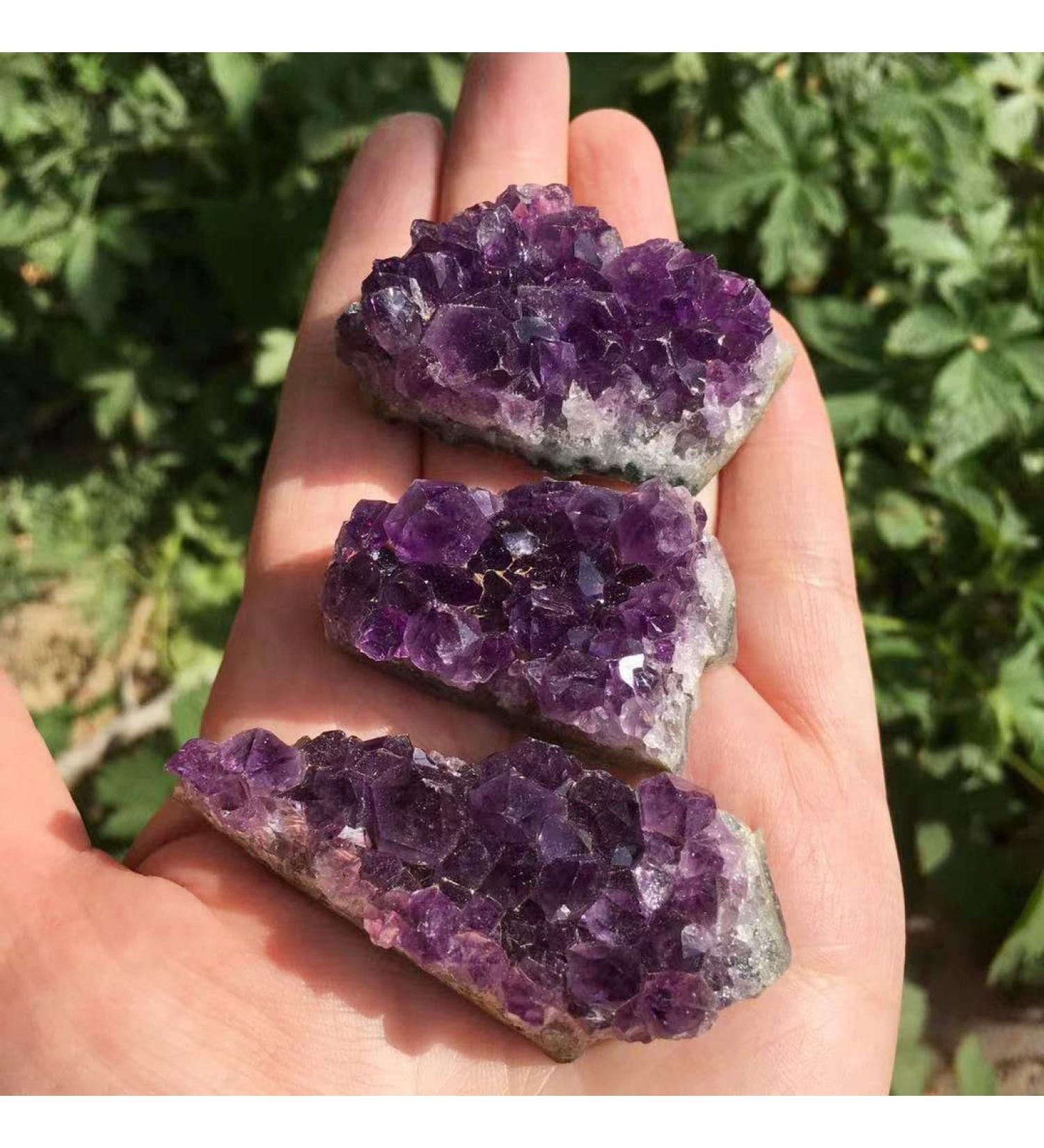 Natural Crystal Rough Natural Quartz Crystal 3pcs Natural Raw Amethyst Quartz Purple Crystal Cluster Stones Specimen Home Decoration Crafts Decoration Ornament Home Office Decor - Buy Online on GoSupps.com