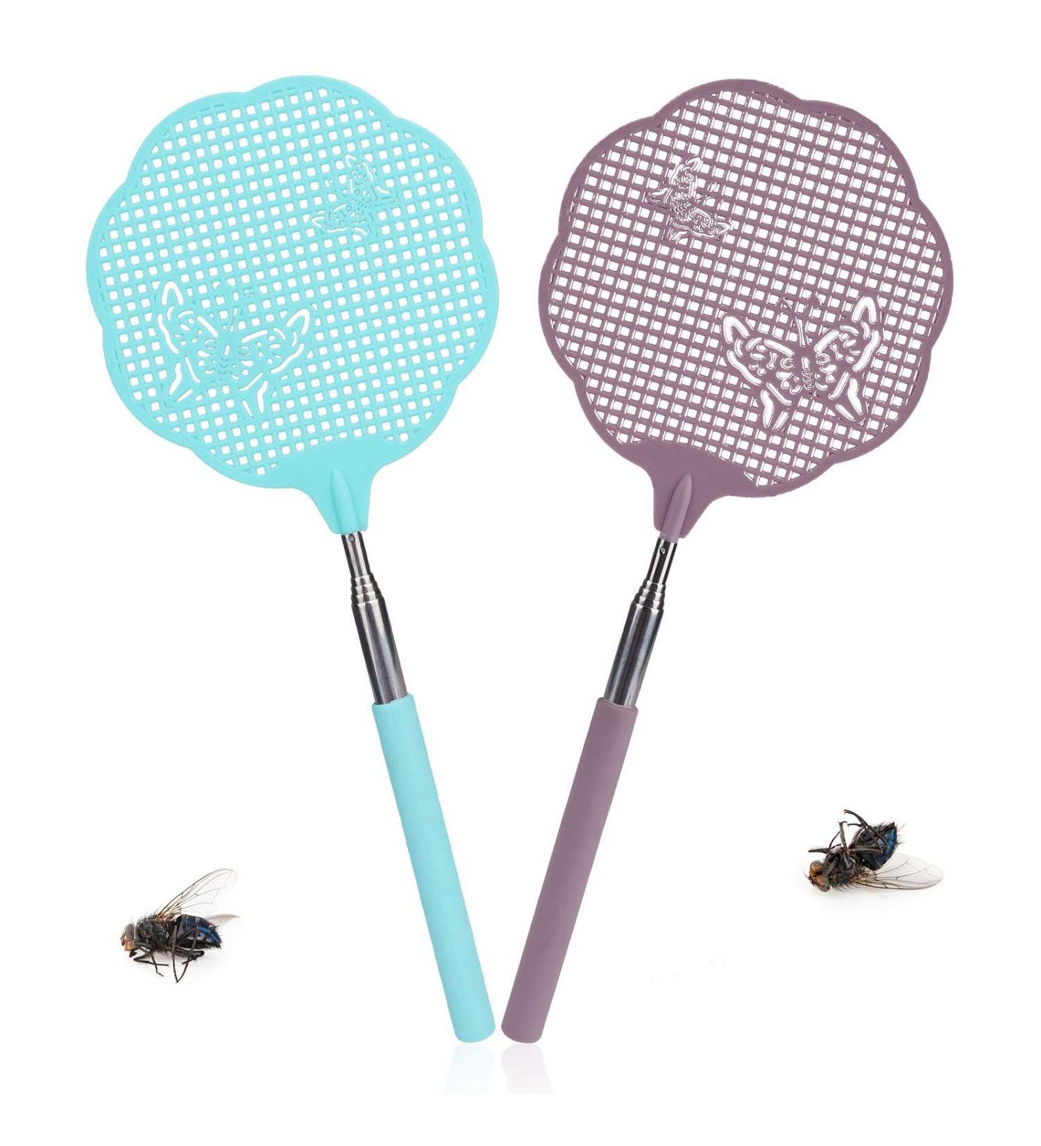 Buy Takuza Fly Gossip - 2-Piece Pest Control with Integrated Mosquito Scraper | Effective Against Flies Wasps & Mosquitoes (Green & Purple Flower Shape) - International Shipping - Buy Online on GoSupps.com