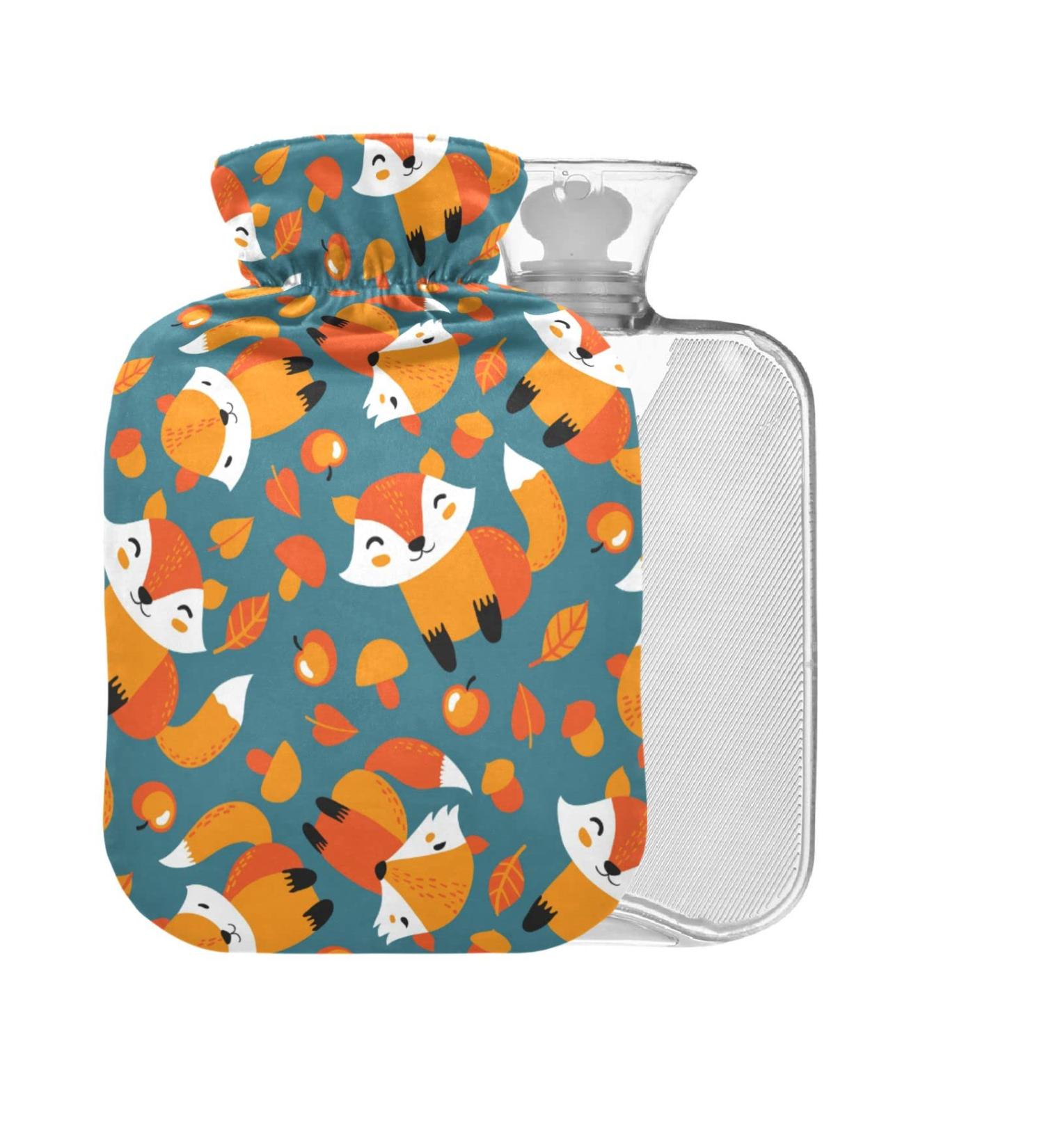 Foxes Nuts 1L Hot Water Bottle with Cover - Small BPA Free Pain Relief Bag for Back Pain & Hot/Cold Therapy - Buy Online on GoSupps.com
