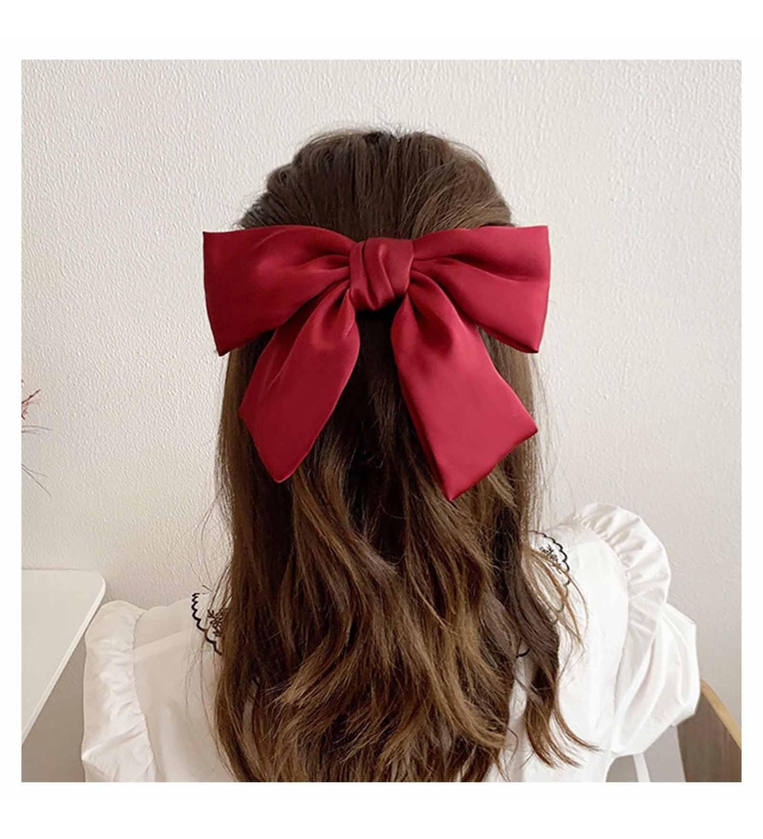 W WEILIRIAN Satin Hair Bows Red Bow Hair Clips Ribbon Hair Barrettes Clip Large Solid Colour Bowknot Hairpin French Hair Barrette Scrunchies Ponytail Hair Styling Accessories Jewellery (Red) - Buy Online on GoSupps.com