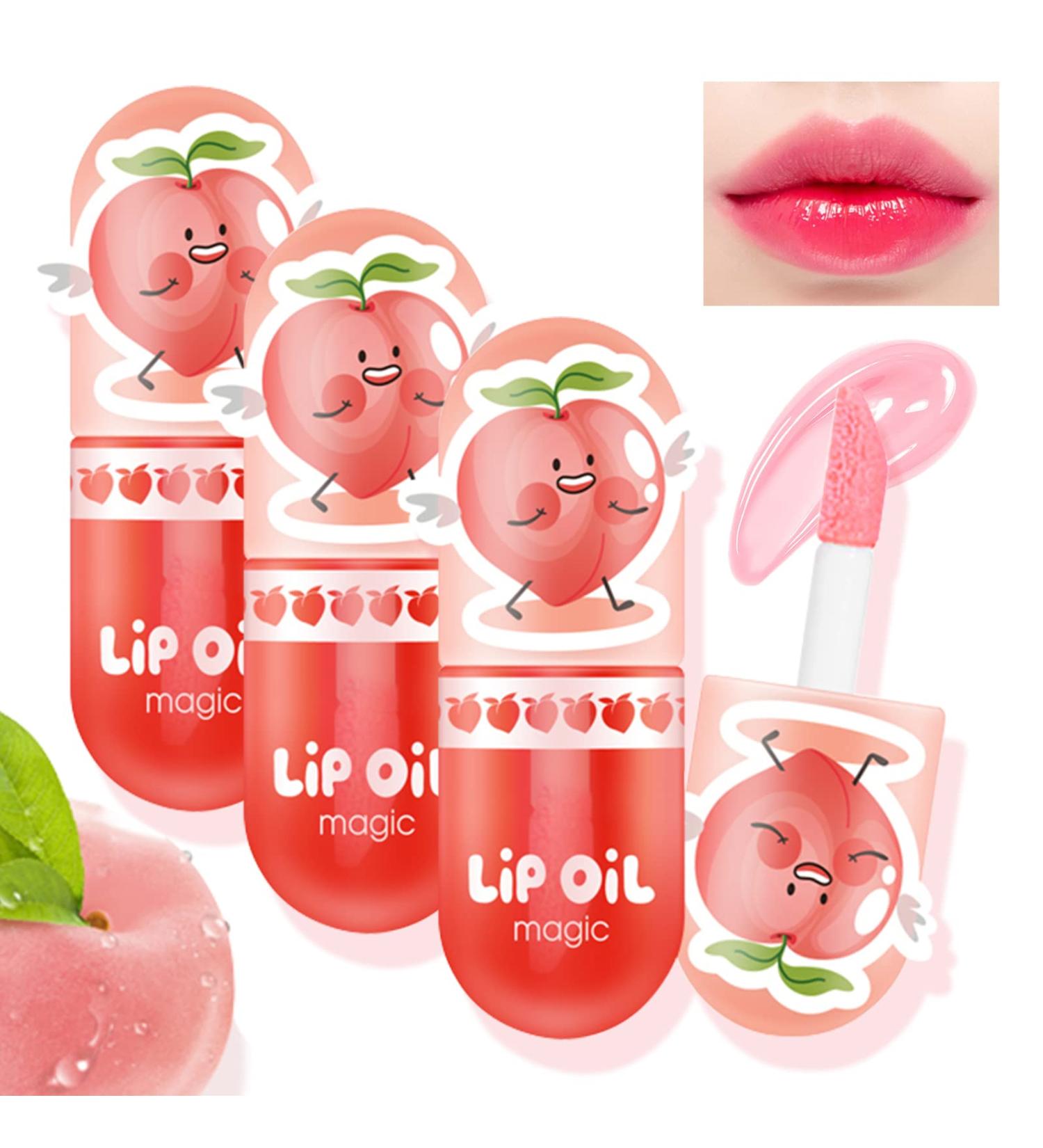PASNOWFU 3Pcs Hydrating Lip Oil Set | Color Change Lip Gloss | Moisturizing Tinted Lip Oil | Long Lasting Lip Tint Stain for Dry Lips | Lip Care Gift for Women Girls - Peach - Buy Online on GoSupps.com