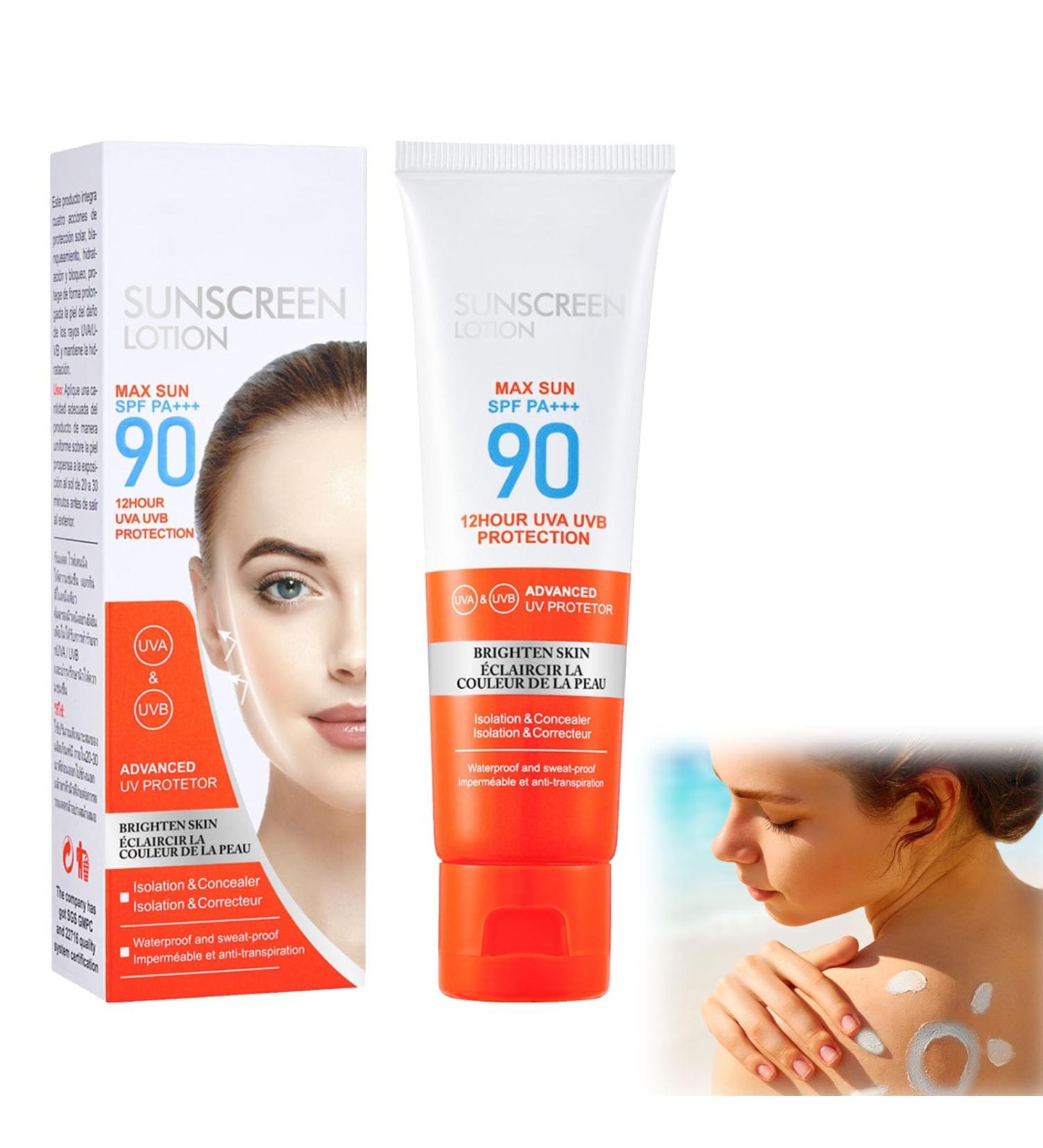 Sun Cream SPF 90 Sun Lotion Sunscreen Suncream For High Sun Protection SPF 90 Face Moisturiser Waterproof Sun Cream Against Face Sun Lotion Cream with SPF 90 Sun Cream for all Skin Types - Buy Online on GoSupps.com