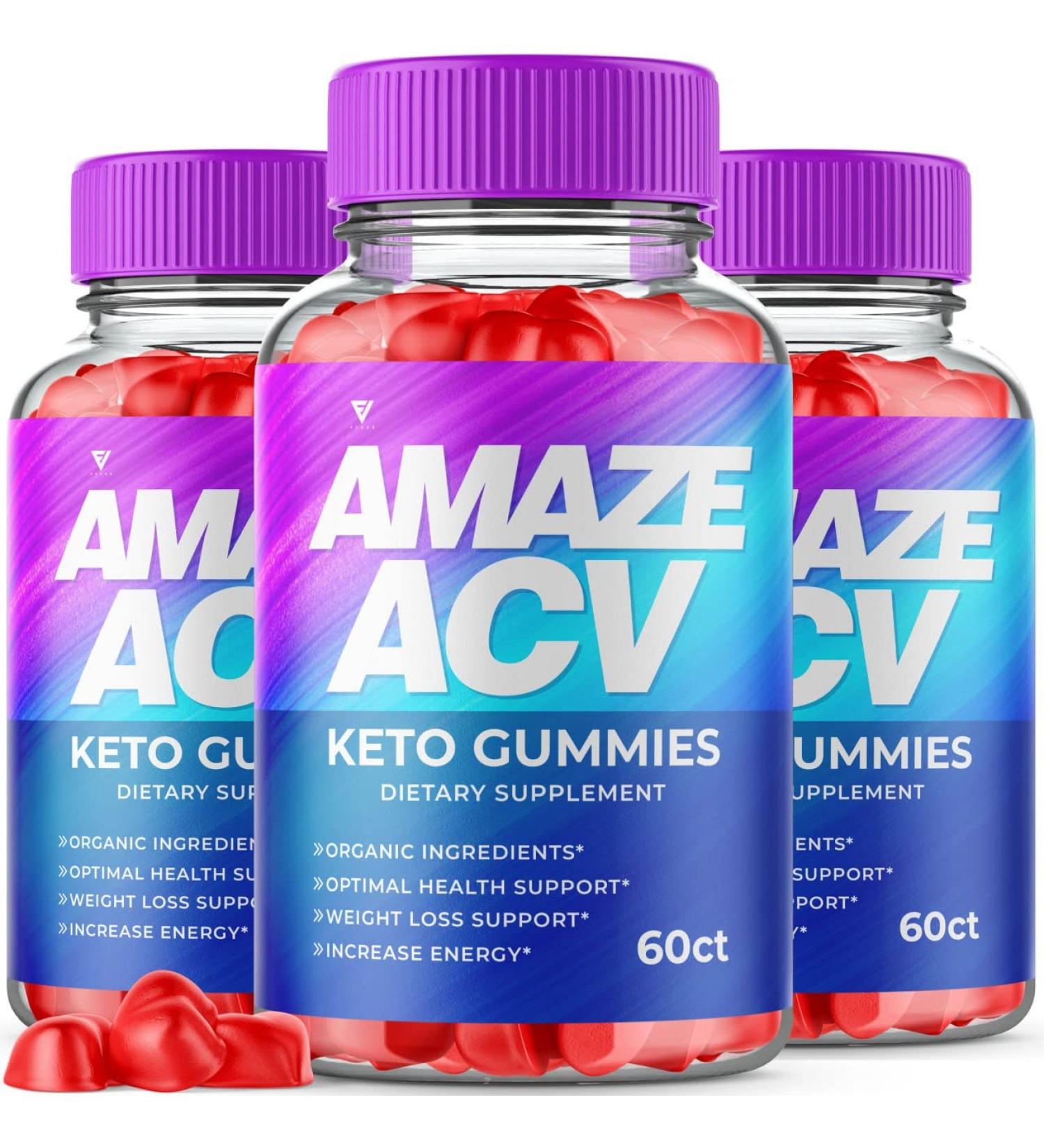 3 Pack Amaze ACV Keto Gummies for Weight Loss - Oprah Winfrey Apple Cider Vinegar Women - 180 Gummies - Buy Online on GoSupps.com