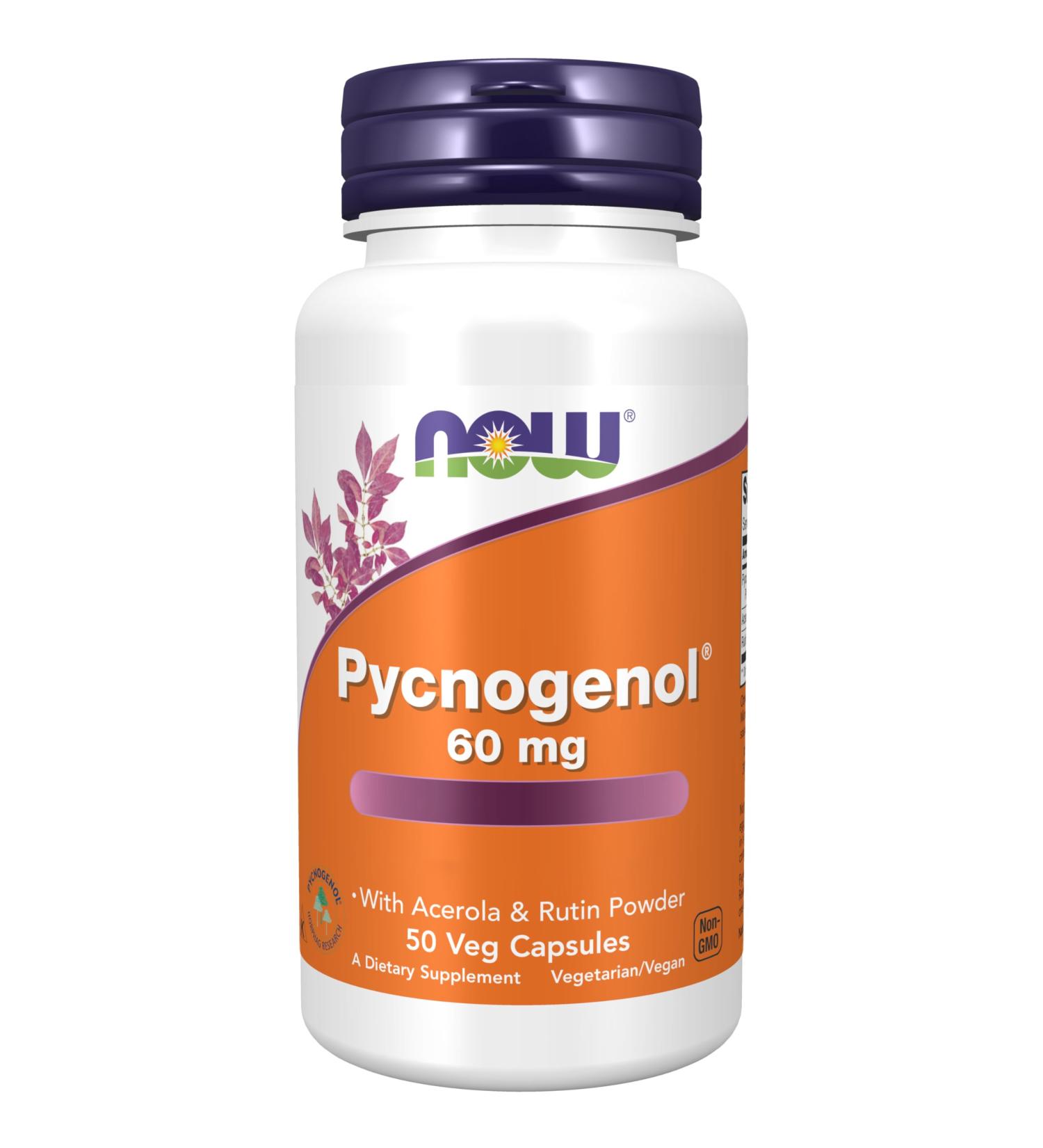Now Foods Pycnogenol 60mg - Lab-Tested, Vegan Capsules | Soy Free, Gluten Free, Vegetarian - 50 Count - Buy Online on GoSupps.com