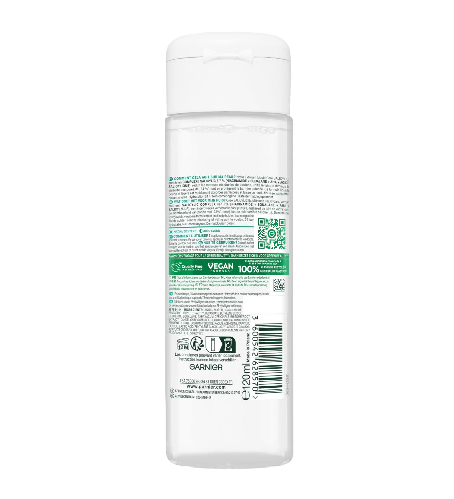 Garnier Pure Active Saliclic Exfoliamenting Liquid Care Respondents the pores With 7 Niaciamide Squalane AHA & Sallic acid 120 ml - Buy Online on GoSupps.com