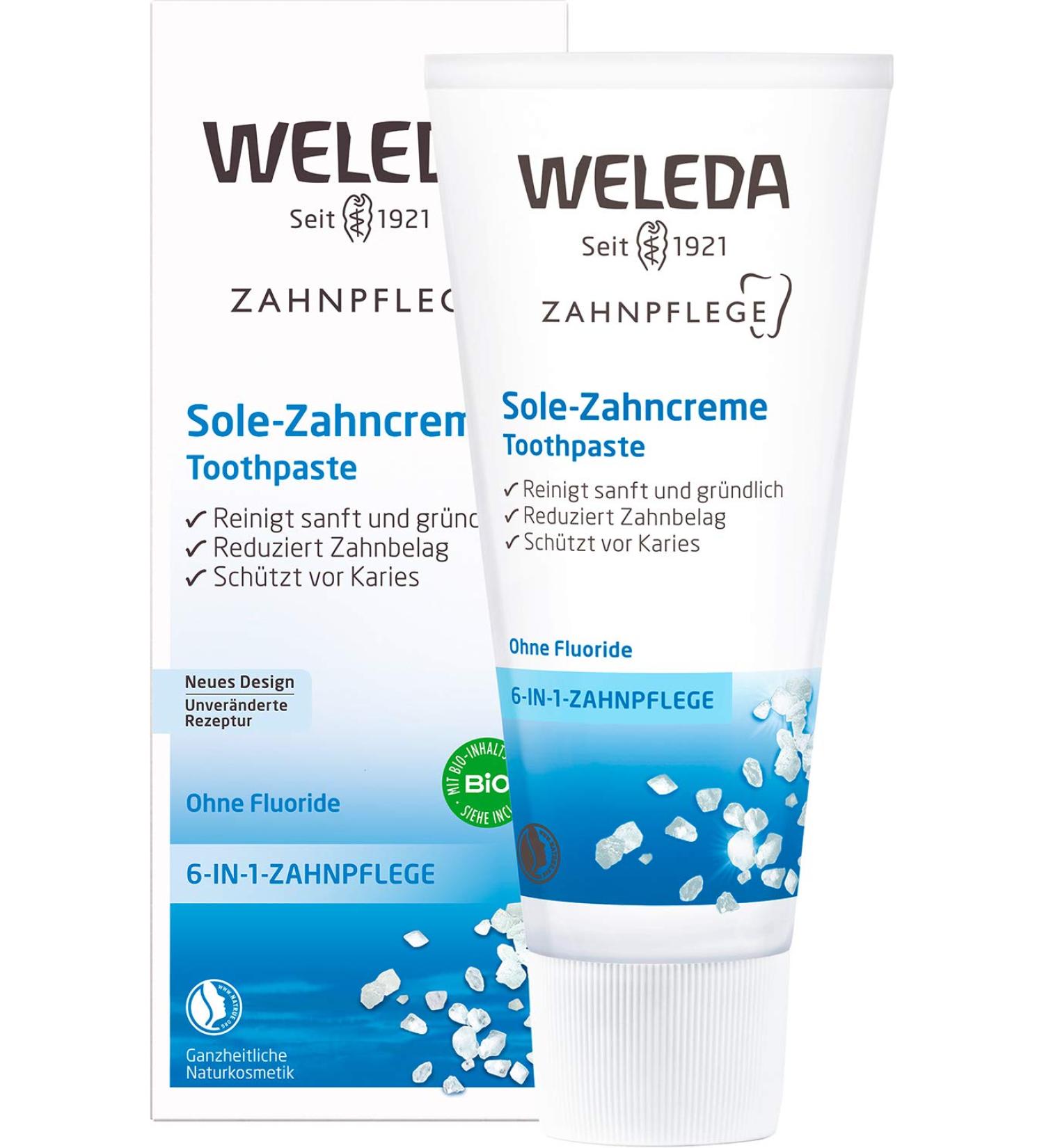 Weleda Bio Sole Fluoride-Free Natural Toothpaste | Vegan Sea Salt Dental Care with Peppermint Oil - 75ml - Buy Online on GoSupps.com