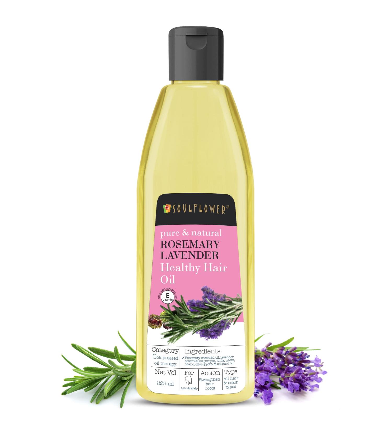Soulflower Rosemary Lavender Oil - 100% Pure Coldpressed Oil for Healthy Hair & Scalp - 6.77 Fl Oz - Buy Online on GoSupps.com