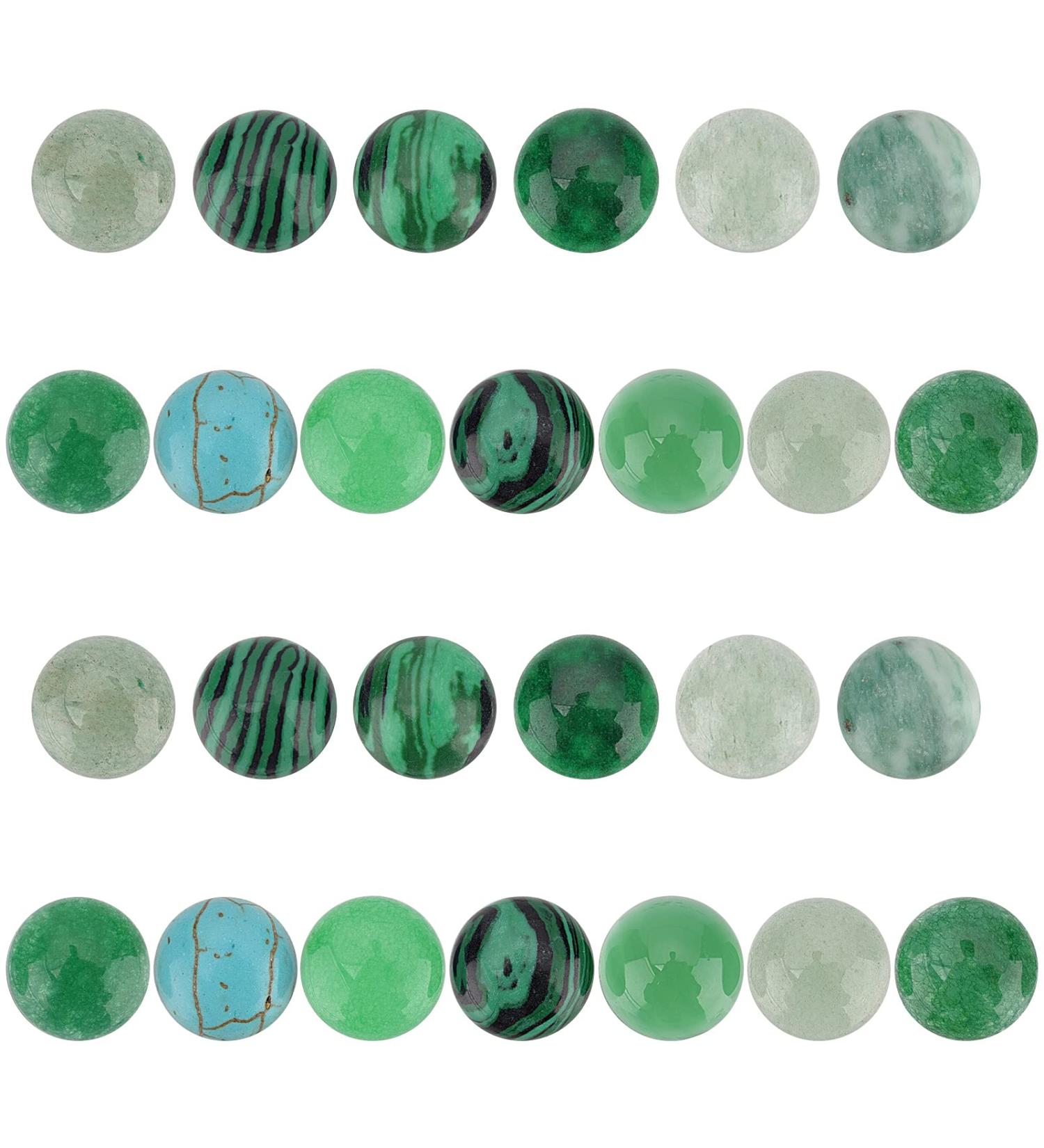 Pandahall 26-Piece Natural Gemstone Cabochon Set - 10mm Round Dome Green Aventurine Jade Agate Unmarrowed Stones for Jewelry Making | Earrings & Necklaces - Buy Online on GoSupps.com