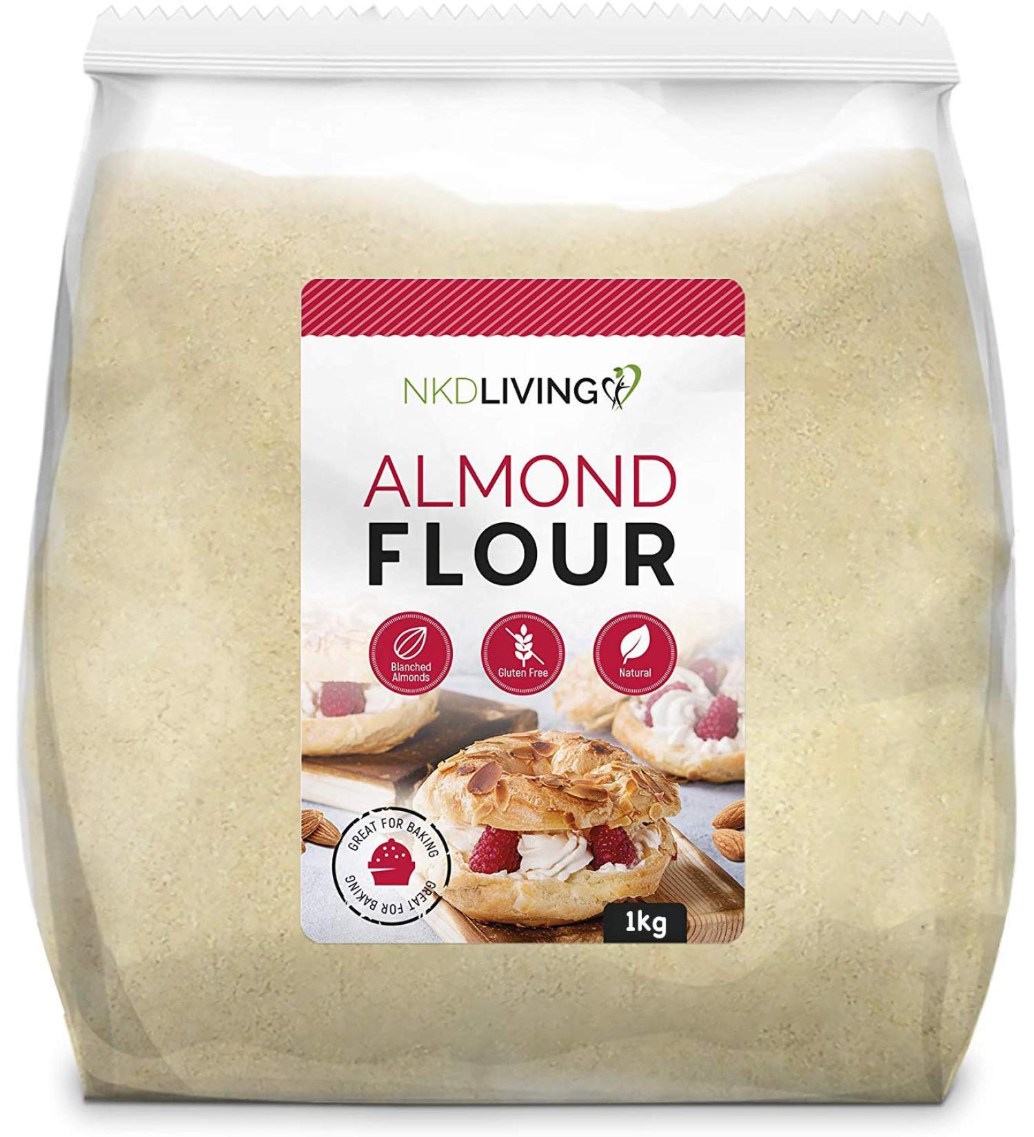 Almond Flour by NKD Living (2kg 2 x 1kg bags or 4 x 500g bags ) Finely ground almonds from Spain 2 kg (Pack of 1)