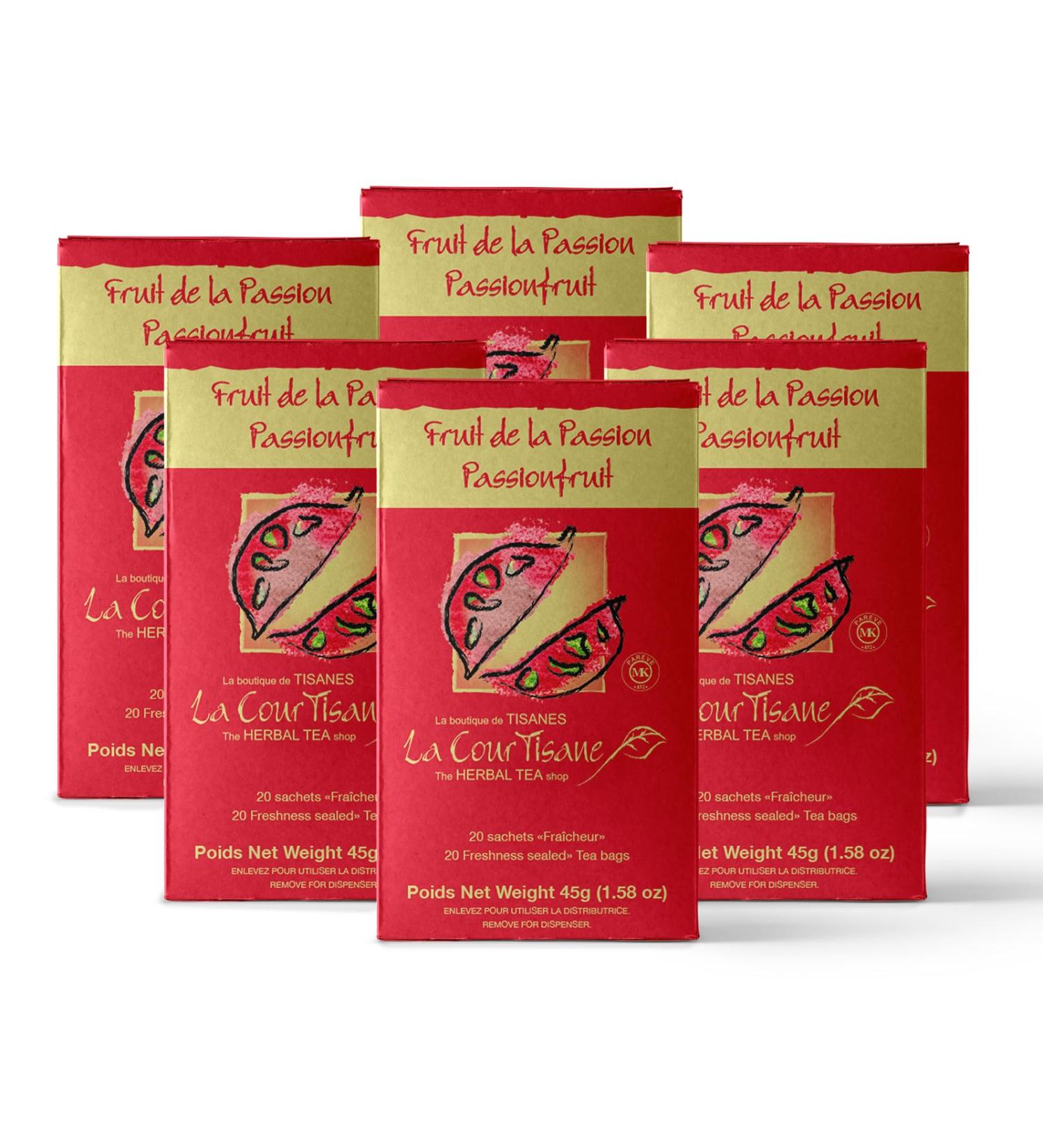 La Courtisane Passionfruit Herbal Tea Kosher Gluten-Free 6 Packs of 20 Teabags (120 Teabags Total) - Buy Online on GoSupps.com