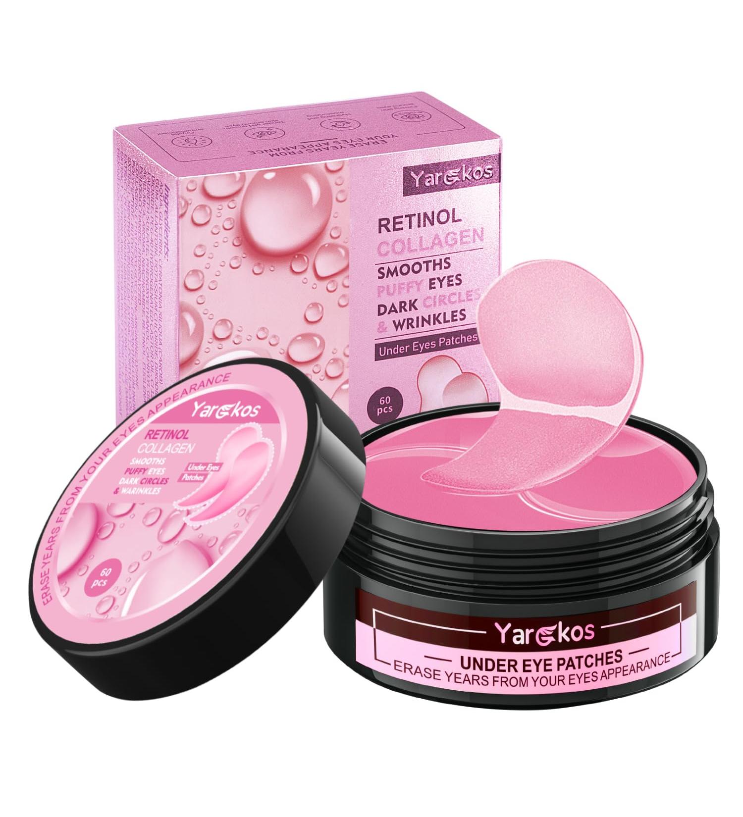 Pink Collagen Under Eye Mask (60 Pcs) - Hydrating Gel Pads for Puffiness & Dark Circles Treatment - 30 Pairs Under Eye Patches for Women & Men - Buy Online on GoSupps.com