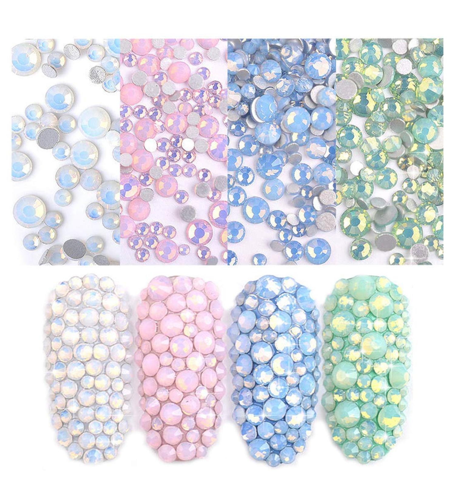 Sanbore 4 Packs Opal Jelly Nail Art Rhinestones Flatback Round Beads Glitter Crystals Mix Size Nail Charms Face Clothes Jewelry DIY Crafts - Buy Online on GoSupps.com