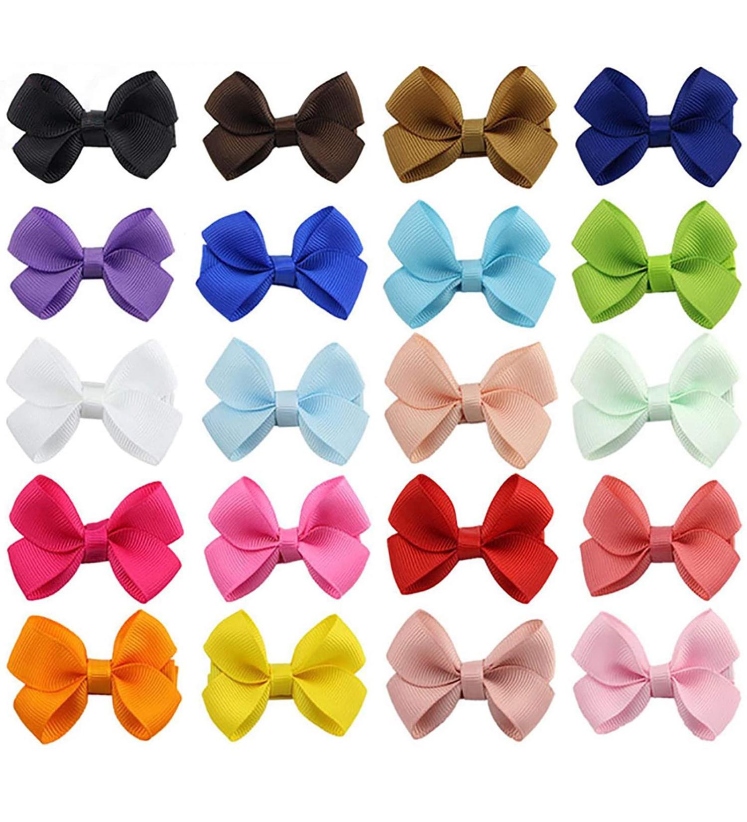 Wendergo 20x Baby Hair Clips: Adorable Non-Slip Ribbon Bows for Girls - Buy Online on GoSupps.com