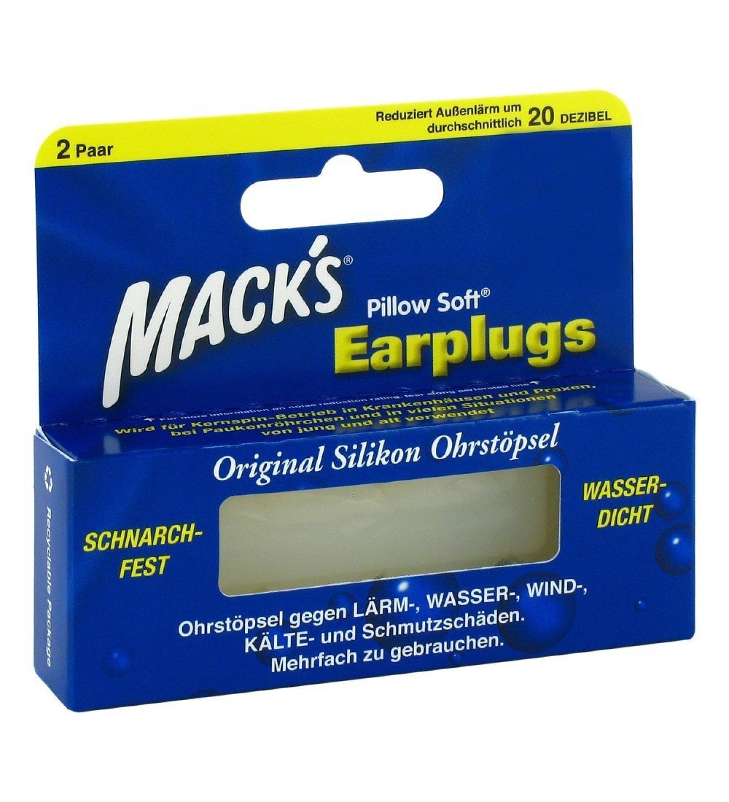 MACK'S Earplugs hearing protection earplugs transparent waterproof 4 pieces