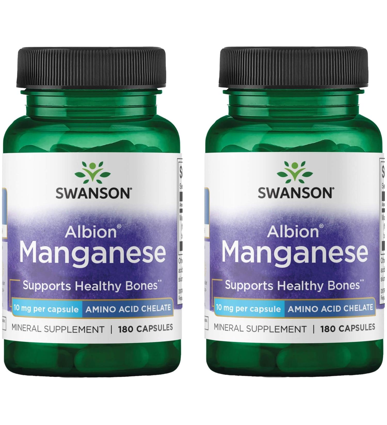 Swanson Albion Chelated Manganese 10 Milligrams 180 Capsules (2 Pack)
