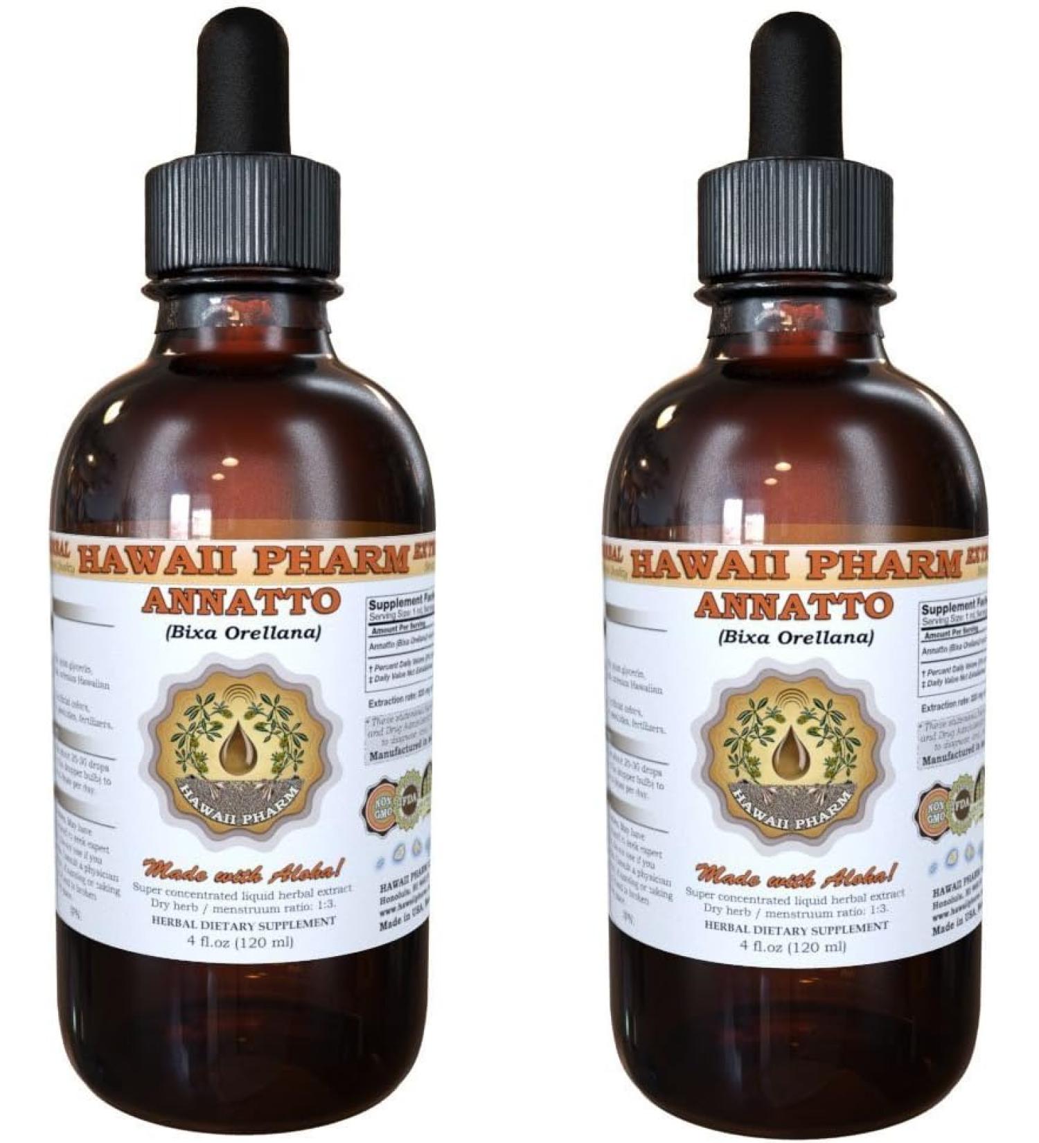Hawaii Pharm Annatto Liquid Extract  Organic Annatto (Bixa Orellana) Dried Seed Powder Tincture Herbal Supplement 2x4 oz - Buy Online on GoSupps.com