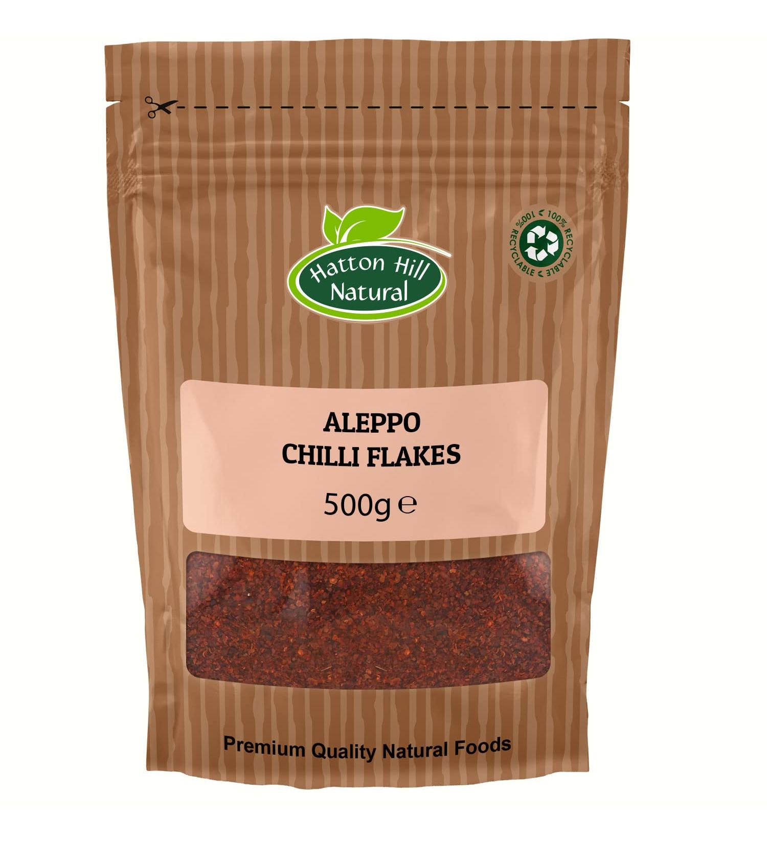 Hatton Hill Aleppo Chilli Flakes 500g Mildly Hot Marash Pepper for Middle Eastern Cuisine | Pul Biber Semi-Dried Red Pepper Crushed 500g - Buy Online on GoSupps.com