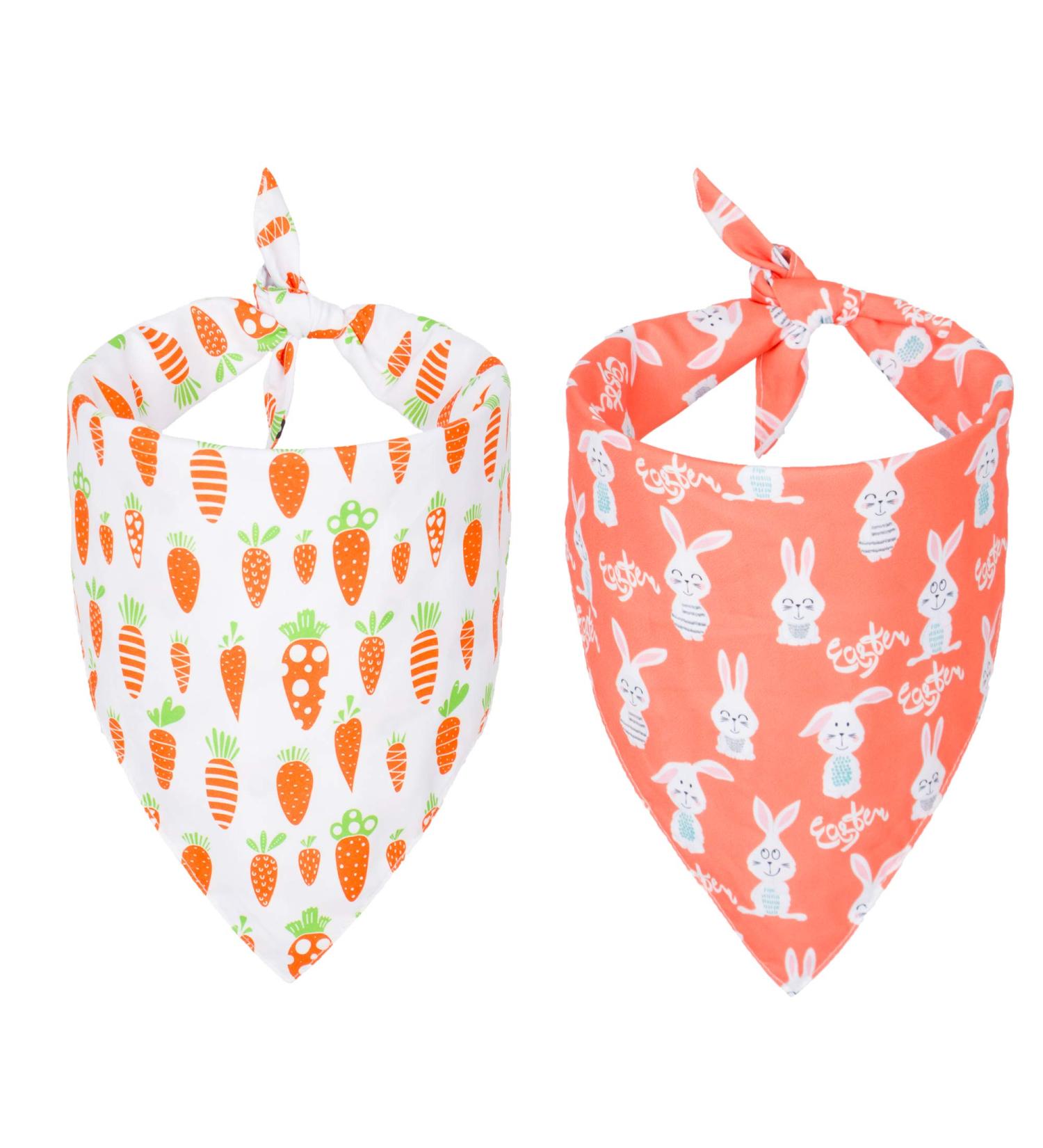 ADOGGYGO Easter Dog Bandana - Reversible Triangle Scarf for Medium to Large Dogs - Large Carrot & Rabbit Design - Buy Online on GoSupps.com