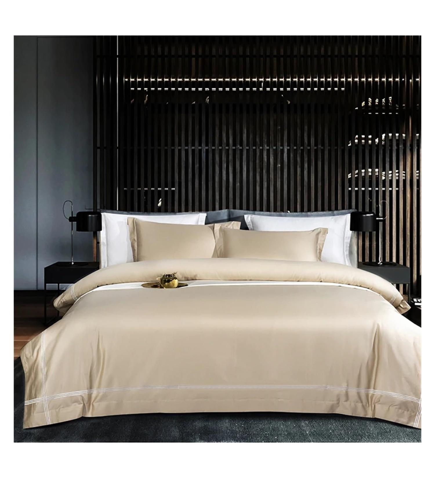 White Gray Egyptian Cotton Duvet Cover Set Embroidered 4 Piece Queen/Queen Size Bedding Bedding Sets Soft (SSS 4pcs) - Buy Online on GoSupps.com