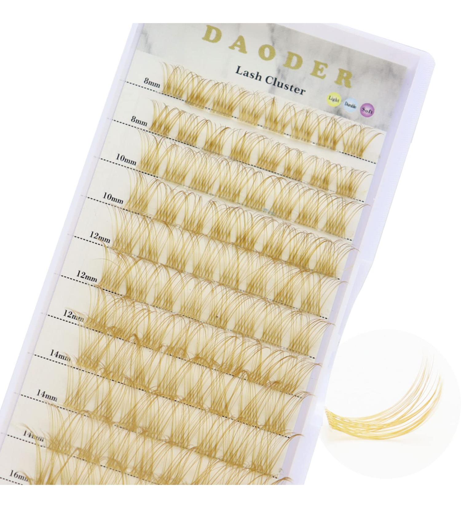 DAODER Brown DIY Eyelash Extension Cluster Lashes D Curl 96pcs - Natural Blonde Wispy Individual Lashes - Clear Band - Brown Lash Cluster 007 - Buy Online on GoSupps.com