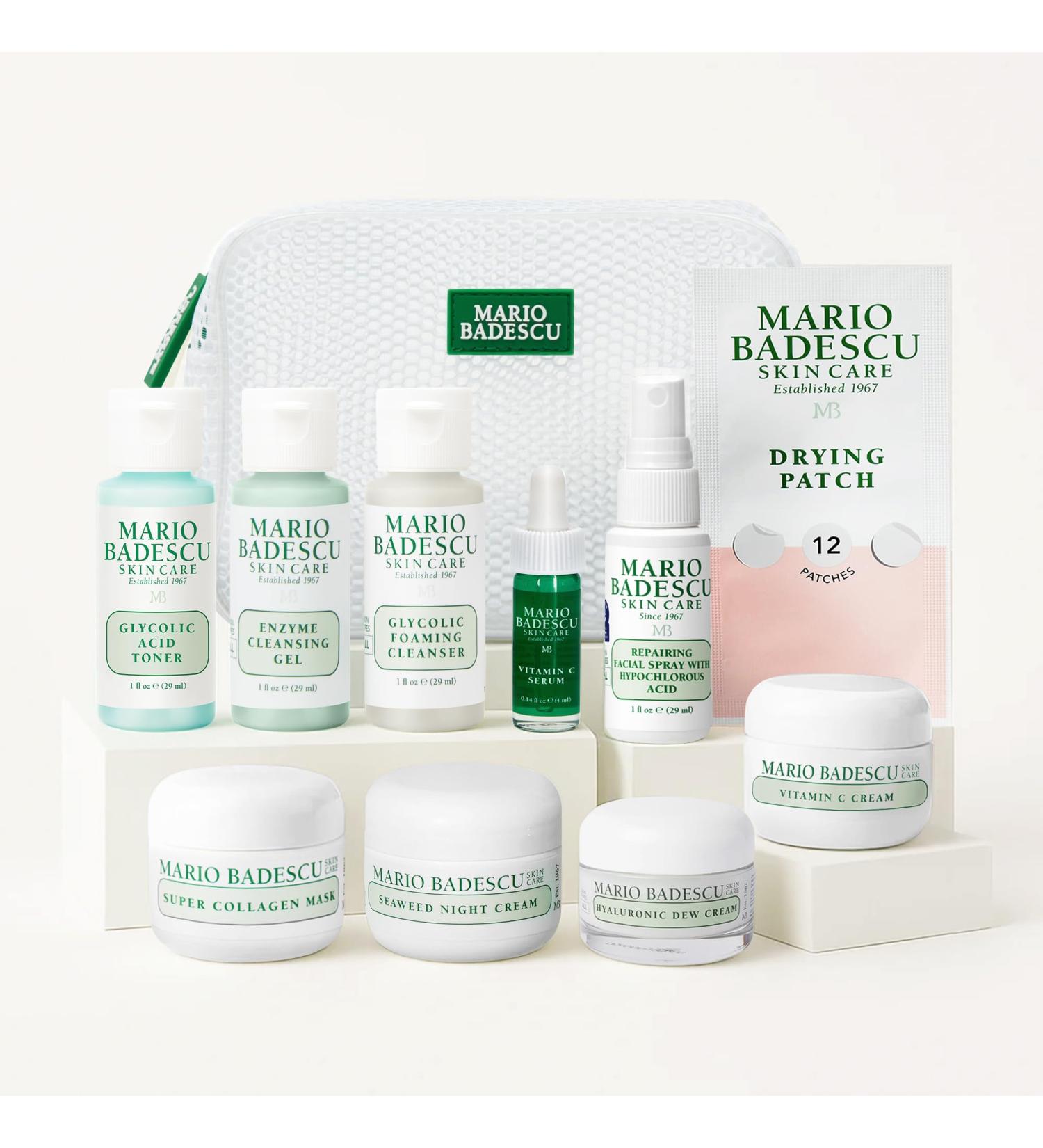 A Little Bit of Mario 10-Piece Skincare Kit Vitamin C Serum Glycolic Acid Toner Hyaluronic Dew Cream Collagen Mask HOCI Spray & Cleanser Brightening Anti-Aging & Hydration Travel & Gift Set - Buy Online on GoSupps.com