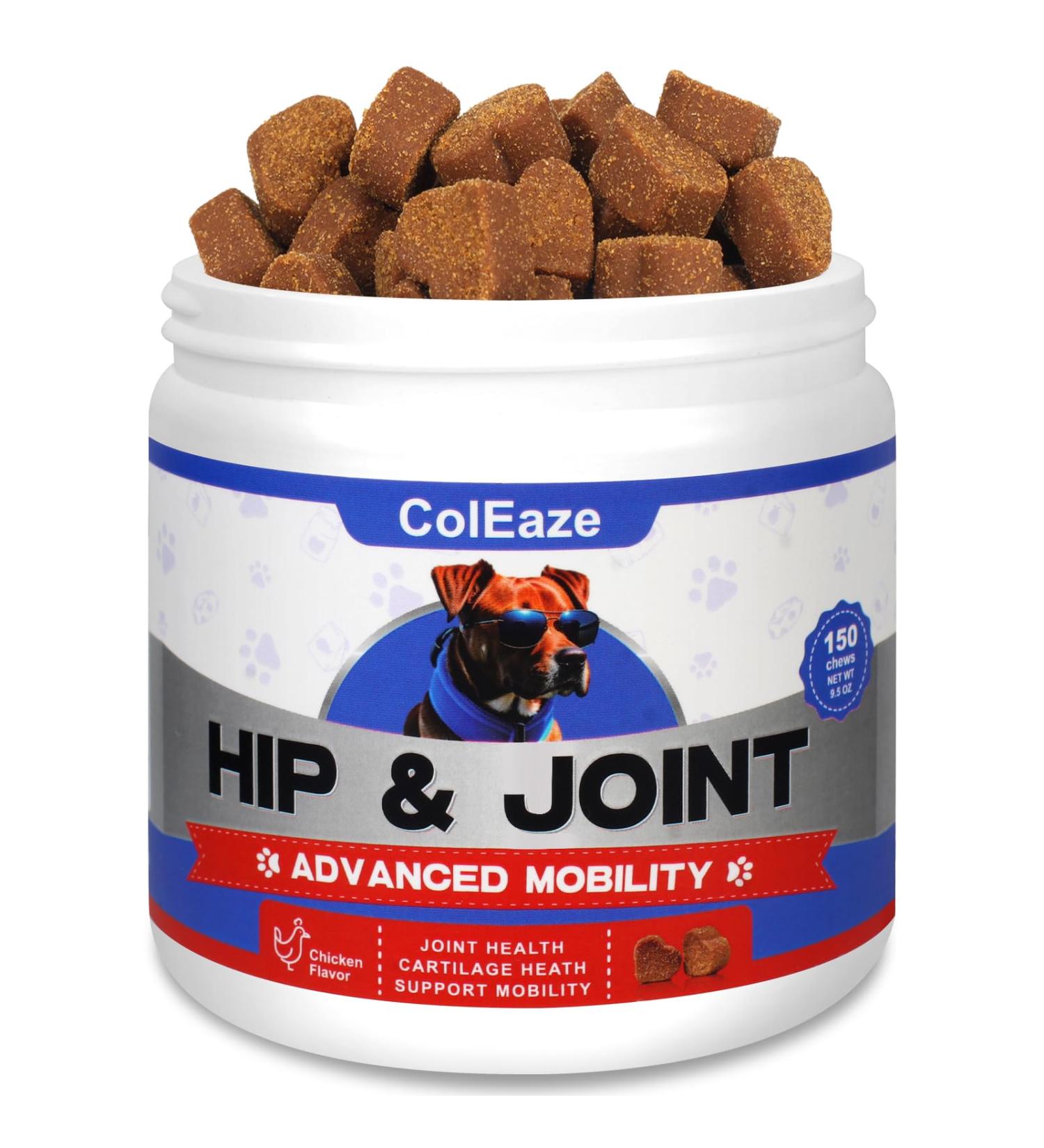 ColEaze Glucosamine for Dogs 150 Count Joint Supplement Glucosamine Chondroitin MSM Turmeric Hip & Joint Health Chicken Liver Flavour Chicken 150 Count - Buy Online on GoSupps.com