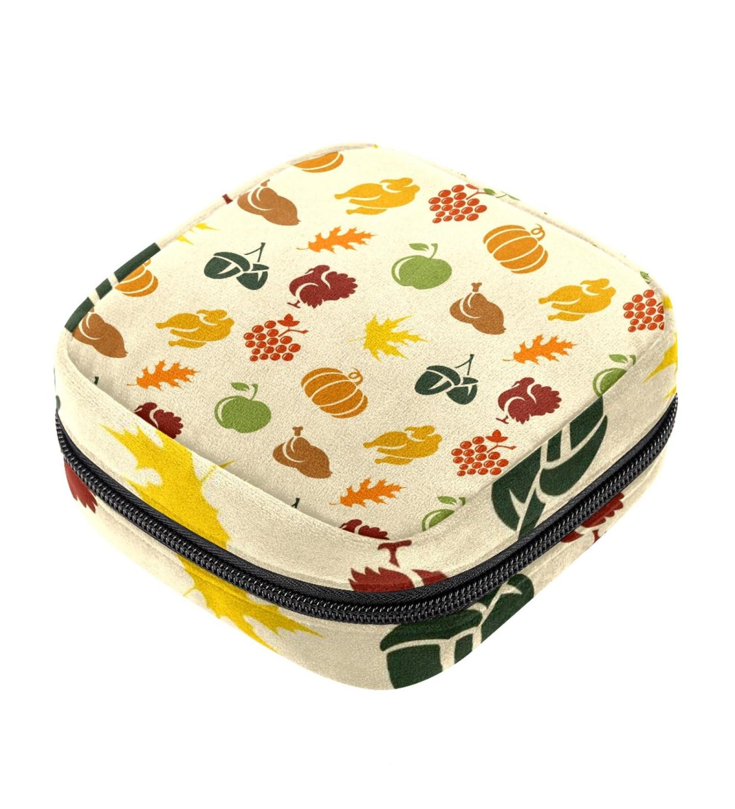 Pumpkin Turkey Sanitary Napkin Storage Bag | Portable Period Kit Pouch for Menstrual Cup & Sanitary Pads | Zipper Closure | Women, Teen Girls, Ladies - Color 5 - Buy Online on GoSupps.com