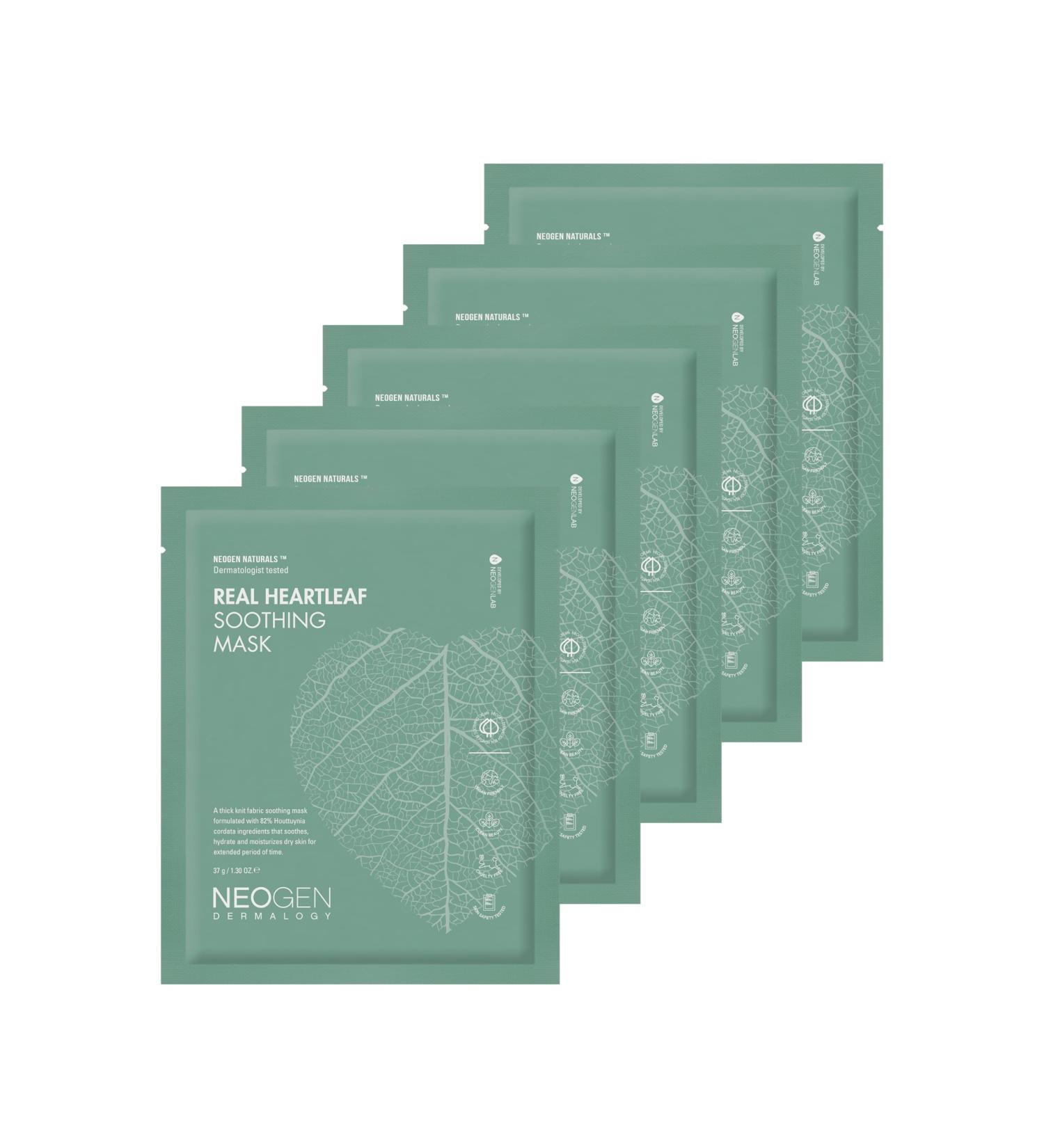 NEOGEN DERMALOGY REAL HEARTLEAF SOOTHING MASK (37g) 5EA