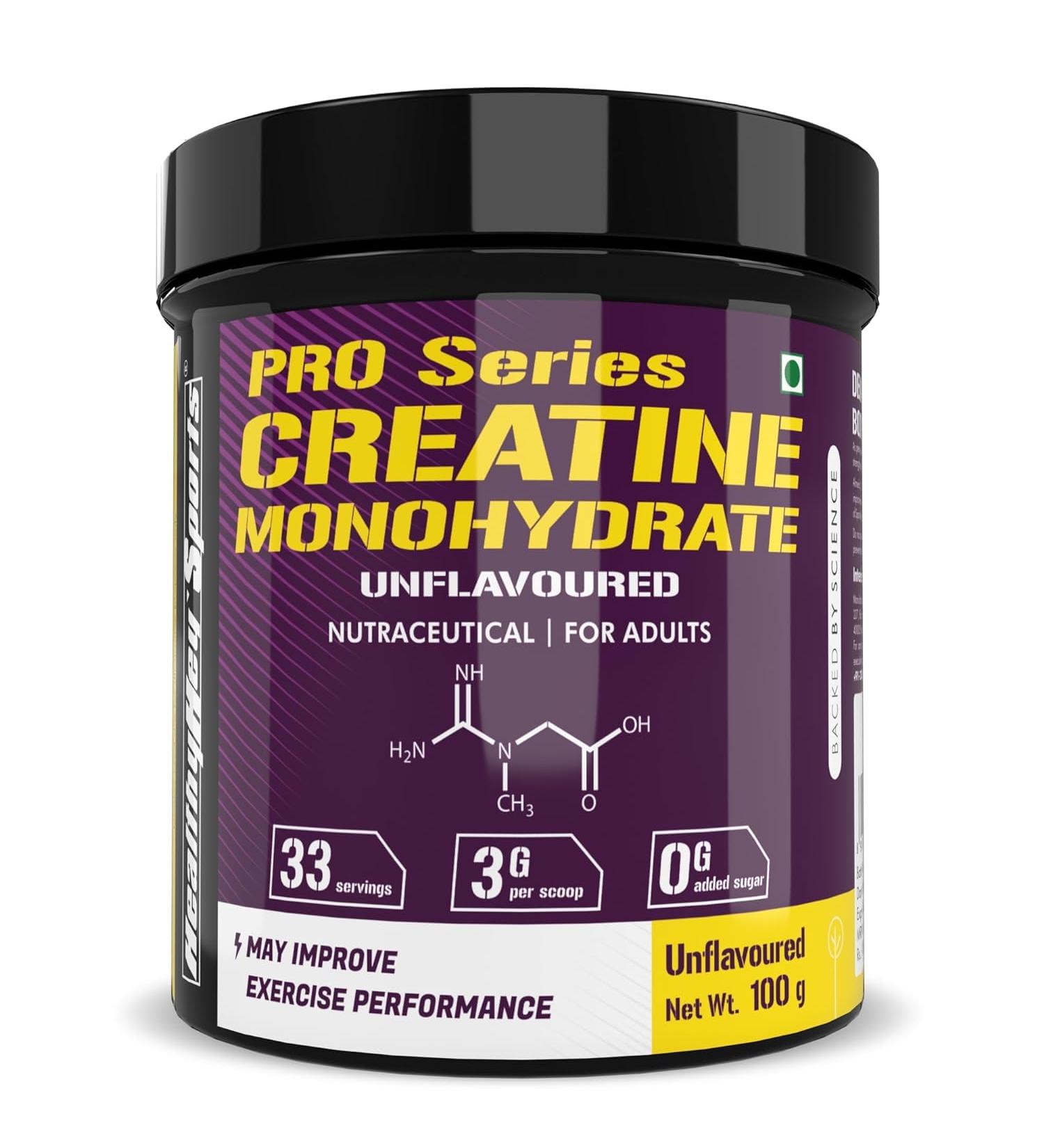 Sports Creatine Monohydrate Powder - Unflavoured Muscle Building & Performance - 33 Servings (100g) - Buy Internationally - Buy Online on GoSupps.com