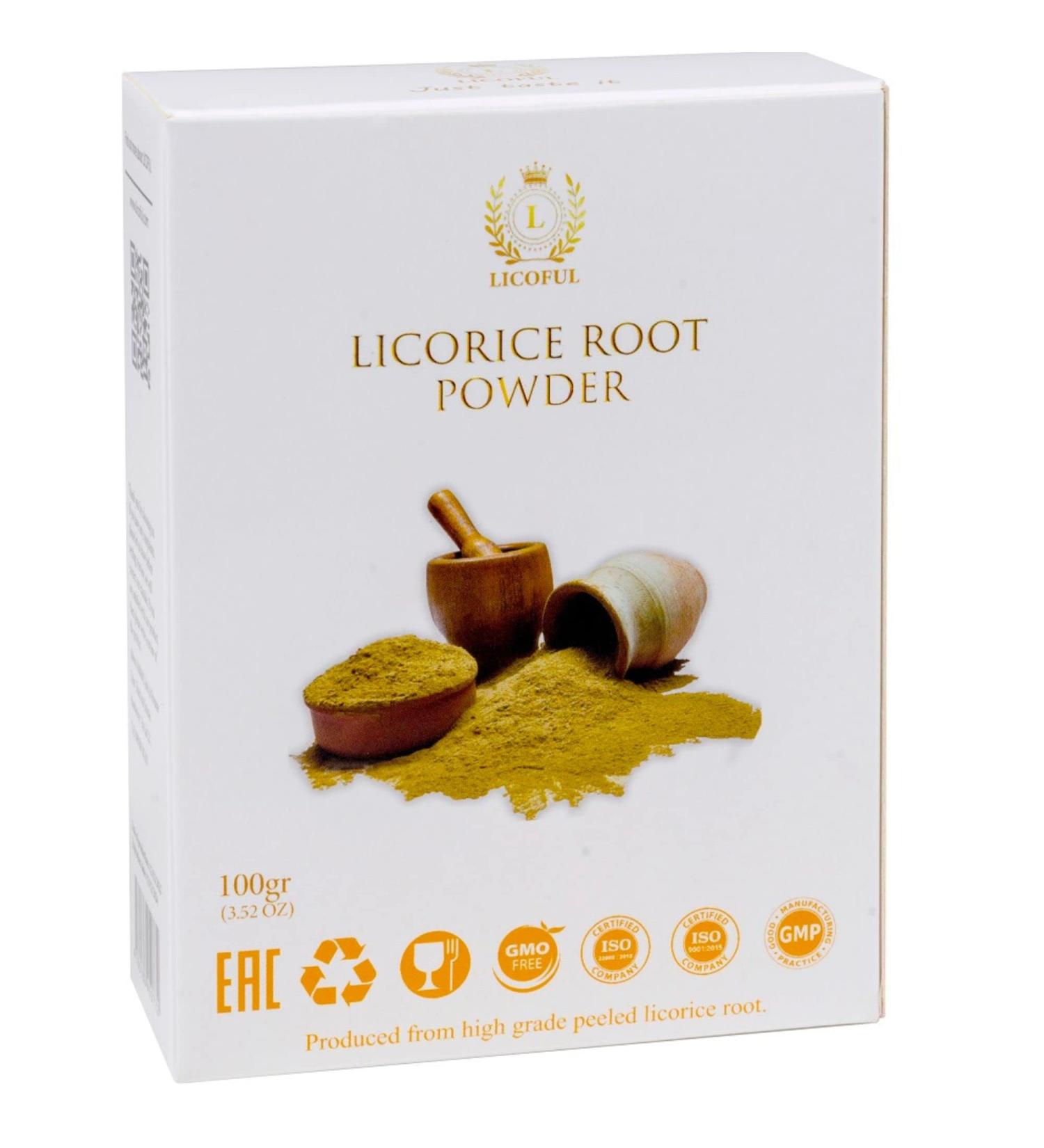 LICOFUL Licorice Root Powder 100g - Non GMO - Skin Brightening - Peeled Liquorice Powder - Buy Online on GoSupps.com