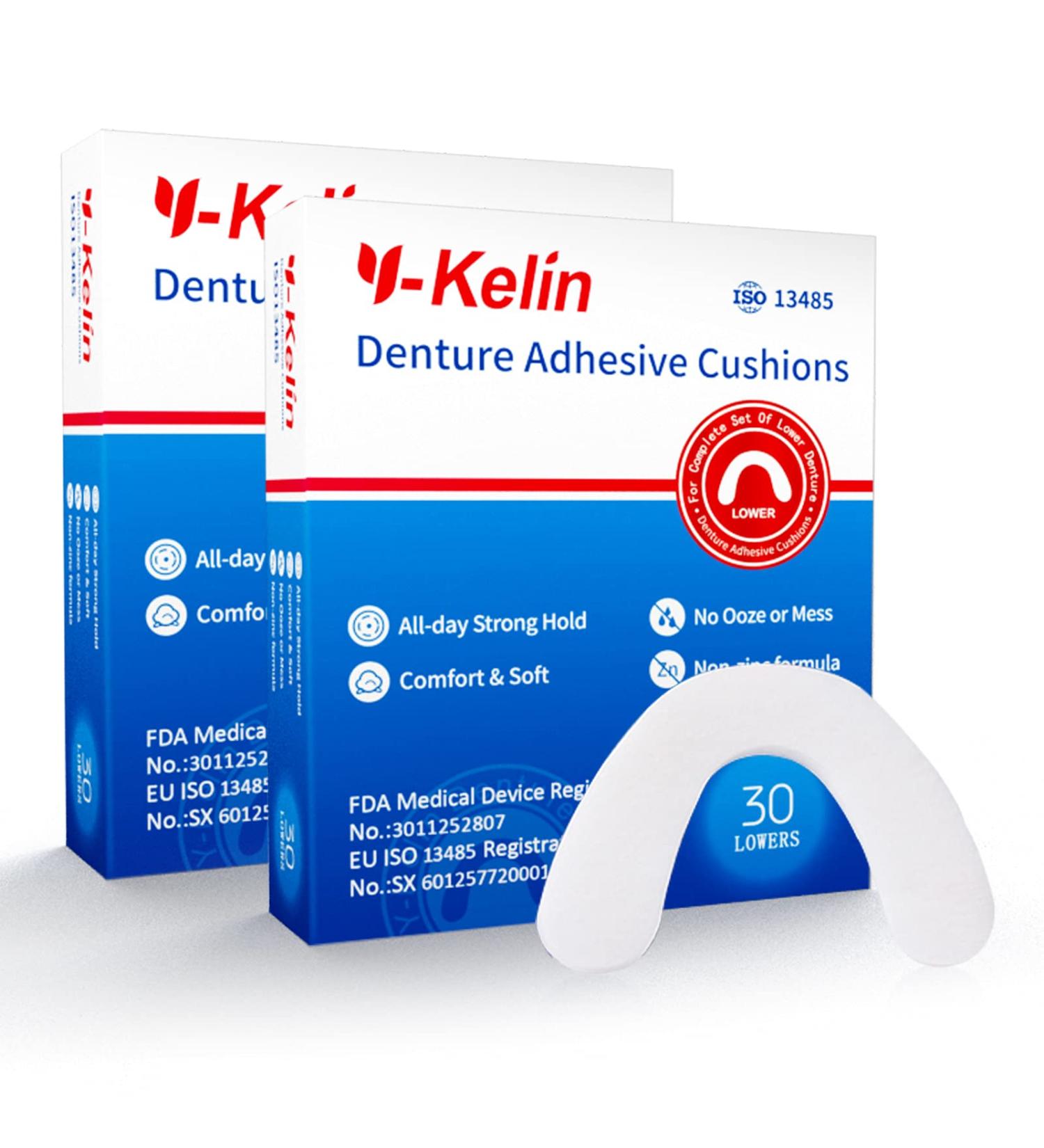 Y-Kelin Lower Denture Adhesive Cushion 60 Pads (30 Pads Strip, Pack of 2) - Secure Fit and Comfortable Wear - Buy Online on GoSupps.com