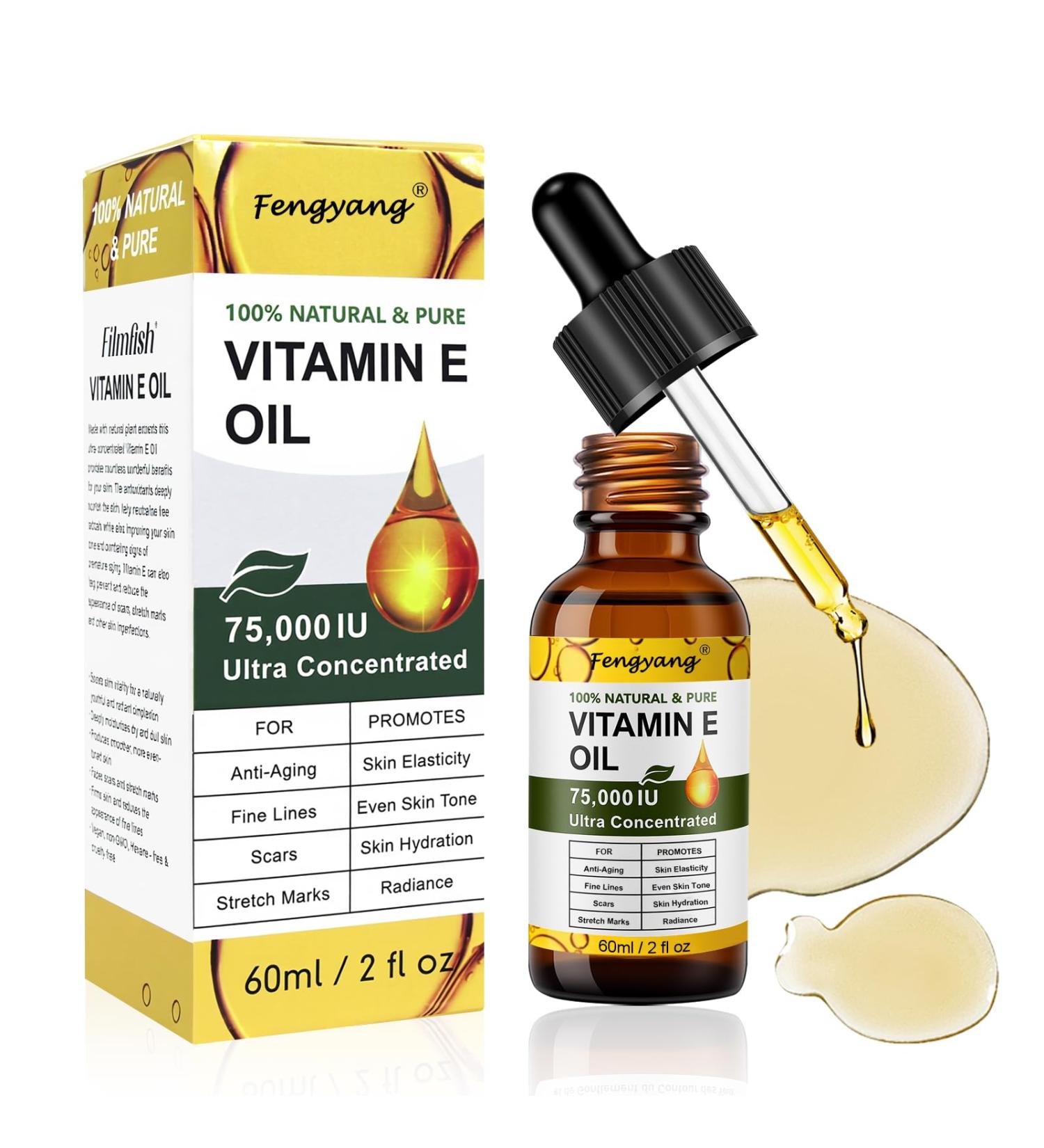 Fengyang Vitamin E Oil for Skin Huile De Vitamine E 75 000 Ui R duire Les Lignes Fines Et Les Cicatrices Pour Les Cicatrices Et les Vergetures - Buy Online on GoSupps.com