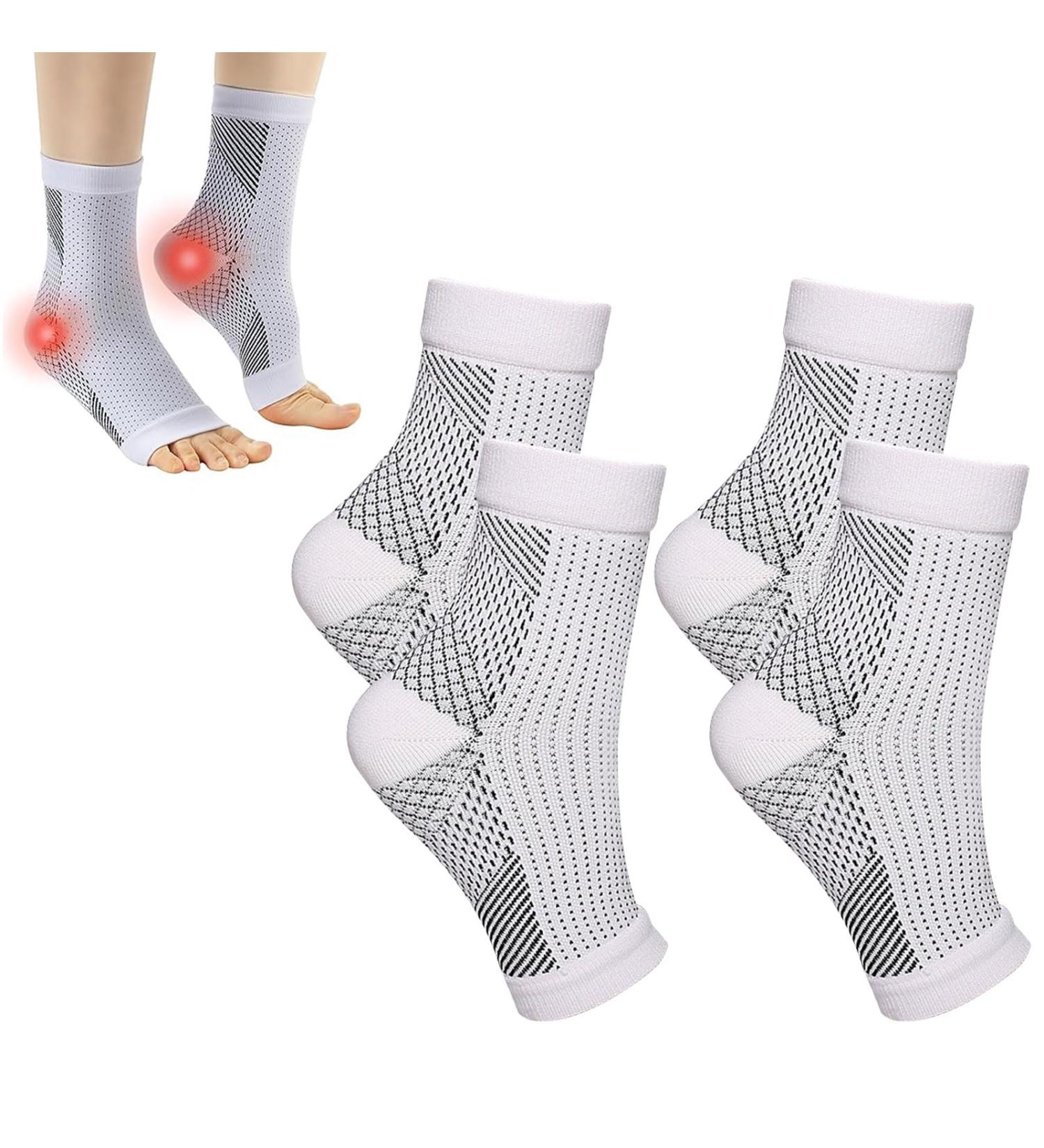 Orthopedic Compression Socks for Men & Women | Plantar Fasciitis Relief Ankle Bandage & Foot Support - 2 Pairs - Buy Online on GoSupps.com